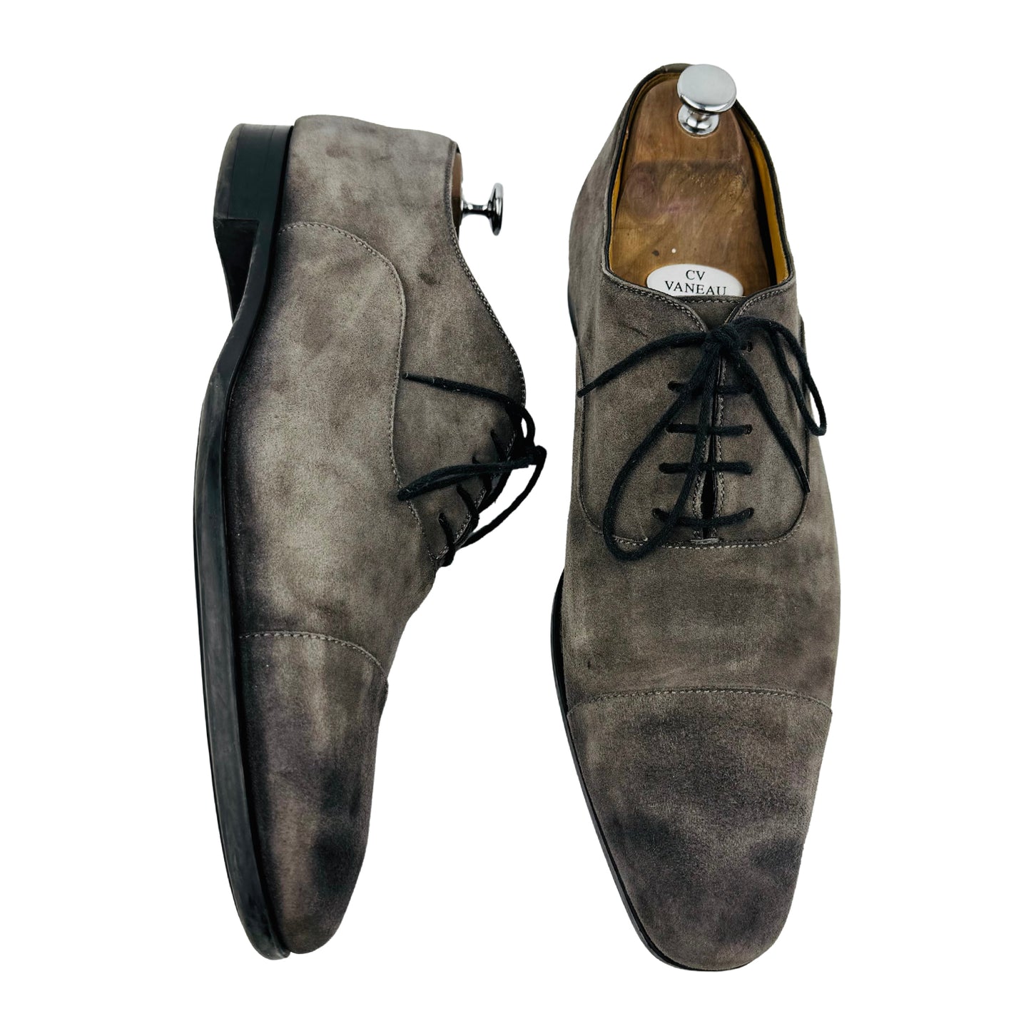 Magnanni Men's Grey Cap-Toe Suede Oxfords (Size 45/45.5)