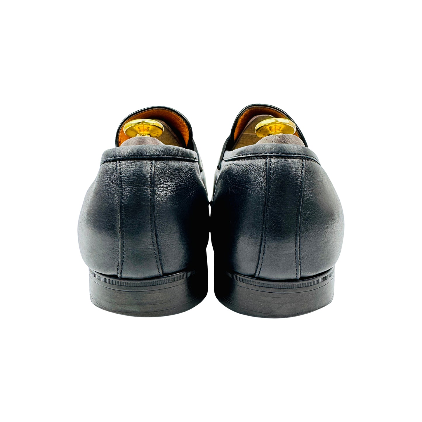 Santoni Men's Black Leather Penny Loafers (Size 43.5)