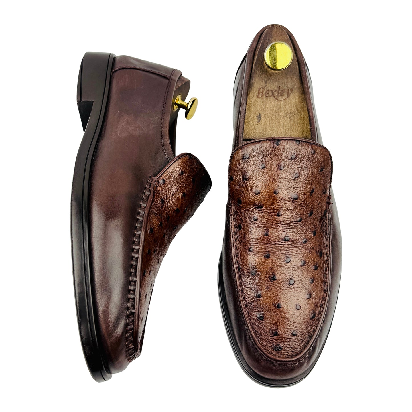 Bullkvie Mahogany Ostrich Leather Loafers (Size 42.5)