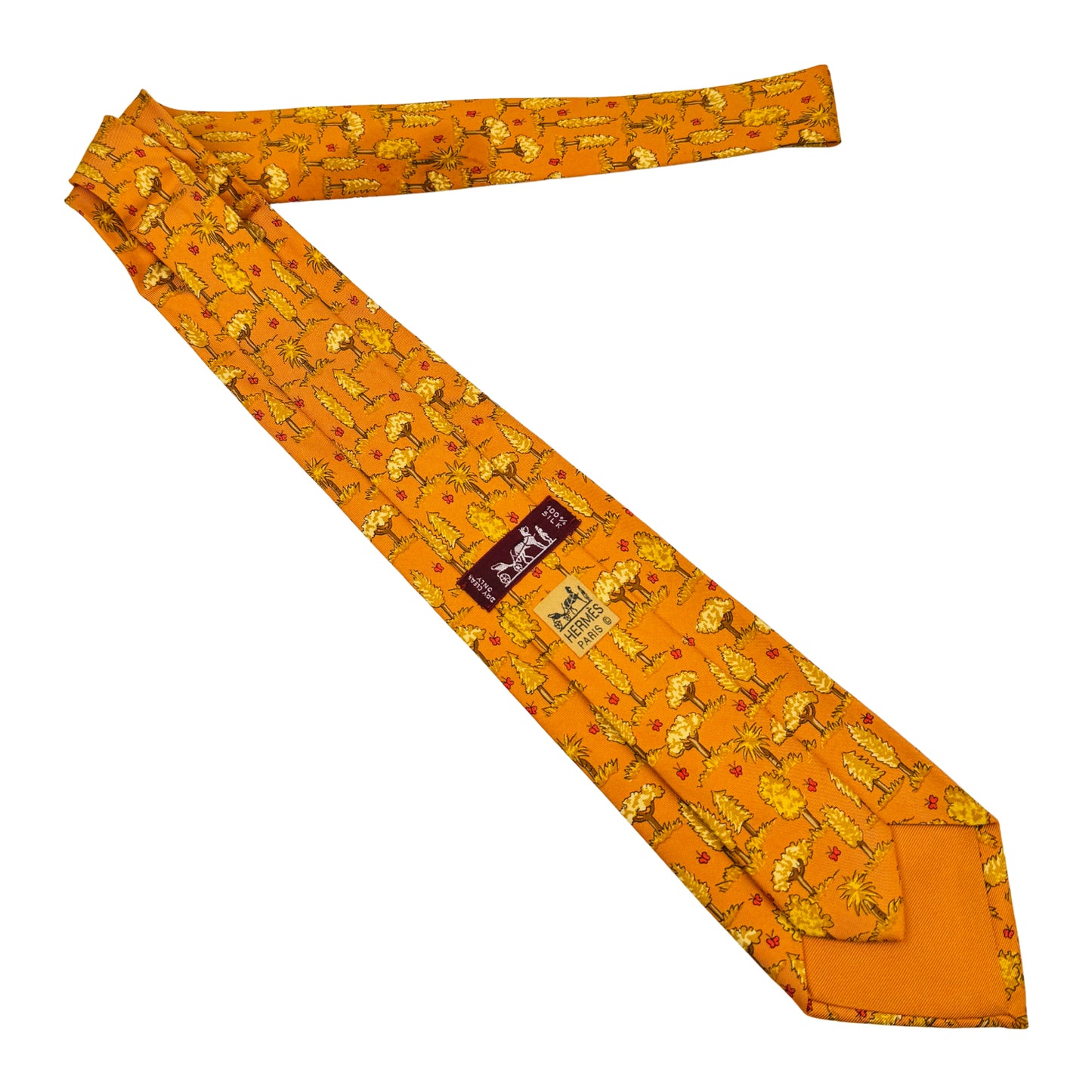 Hermès Orange 'Forest Pattern' Tie (Size Regular)