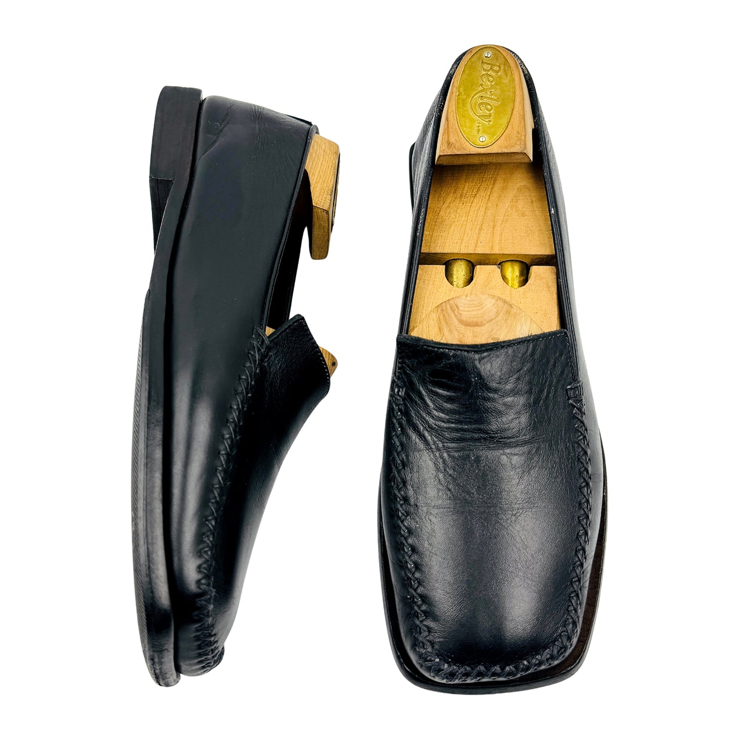 Louis Vuitton Men's Black Leather Loafers (Size 38)