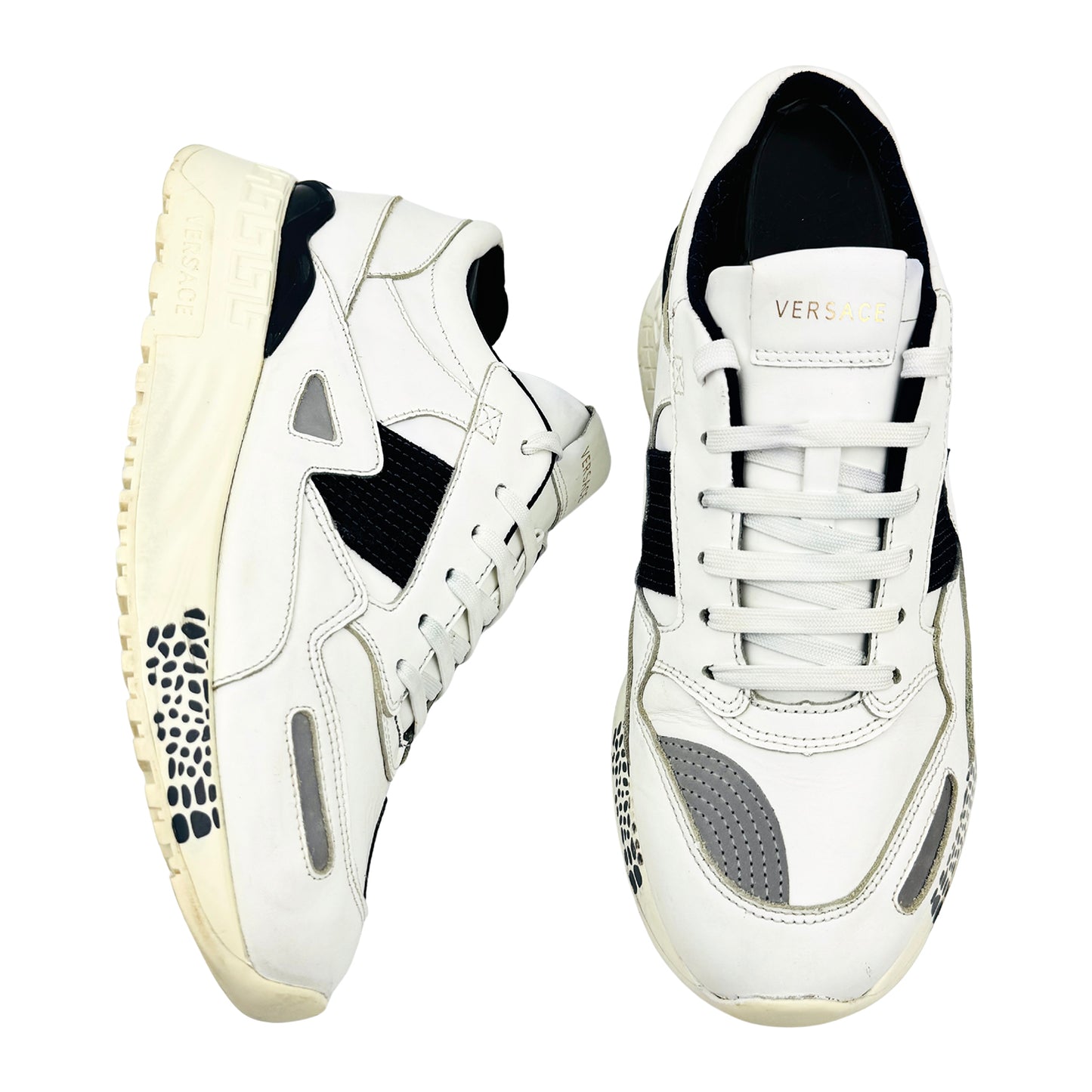 Versace 'White Black' Leather Sneakers (Size 39/39.5)