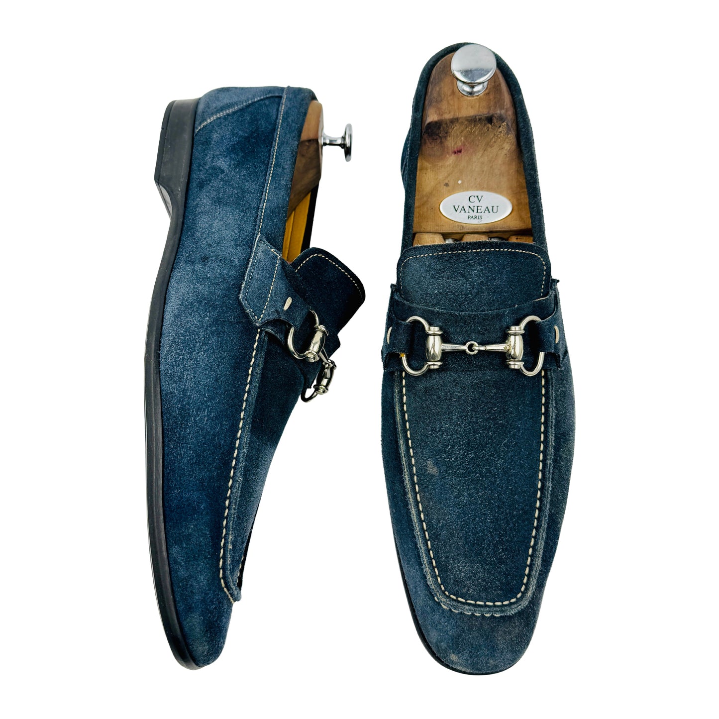 Magnanni Men's Navy Blue Horsebit Loafers (Size 44/44.5)