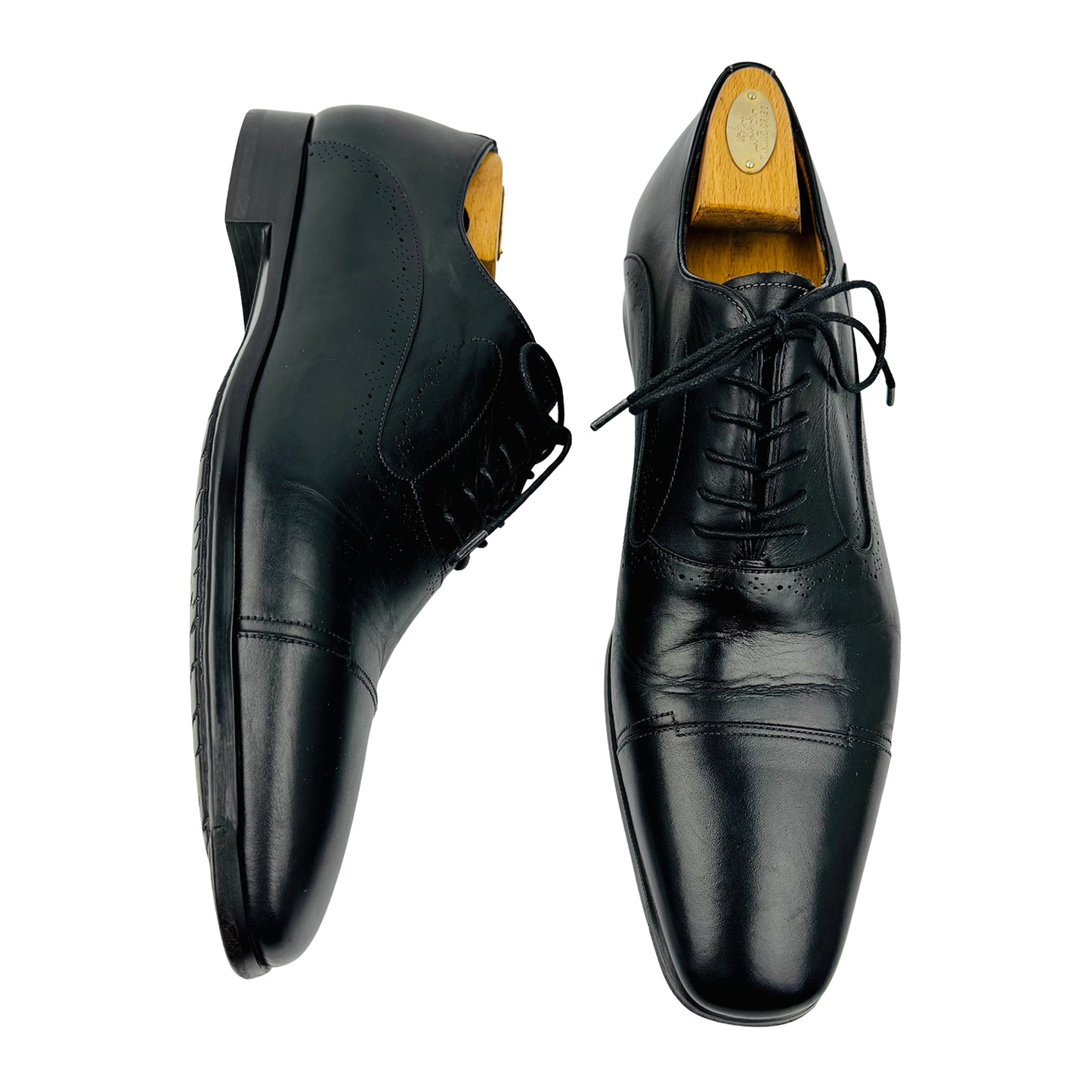 Santoni Men's Black Premium Leather Oxfords (Size 43.5)