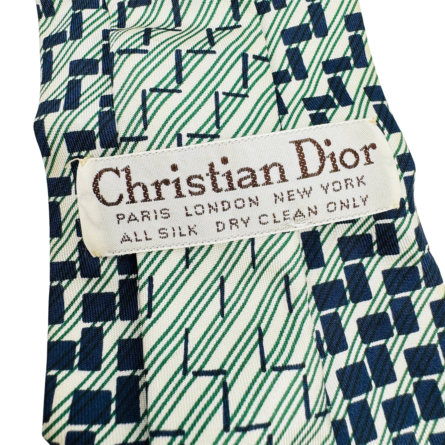 Christian Dior Dark Navy 'Geometric Pattern' Tie (Size Regular)
