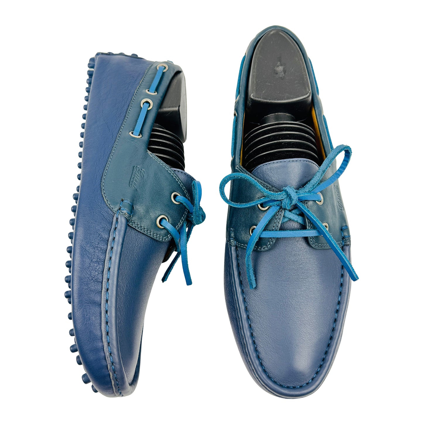 Gucci Blue Leather Boat Loafers (Size 40/40.5) - 353045