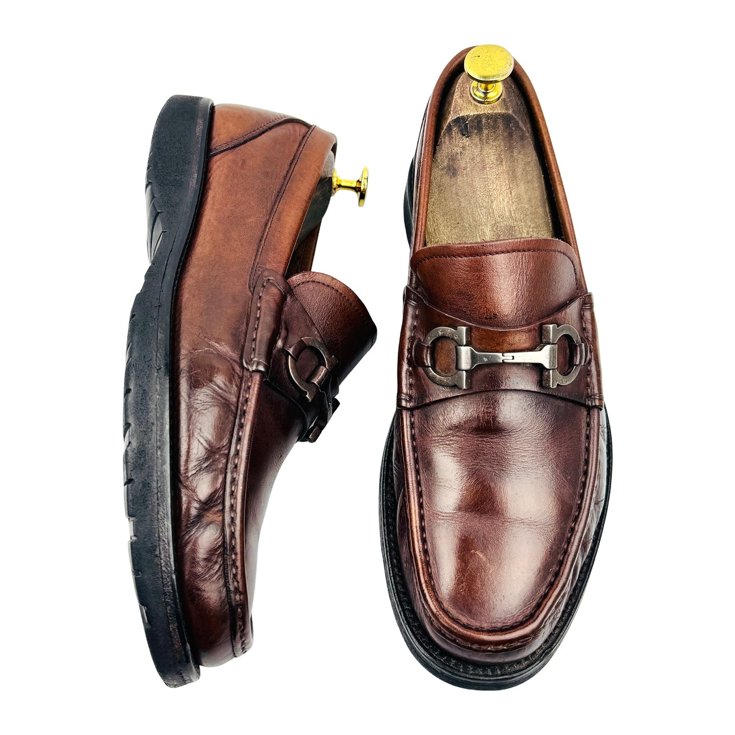 Salvatore Ferragamo Brown Gancini Bit Loafers (Size 42)
