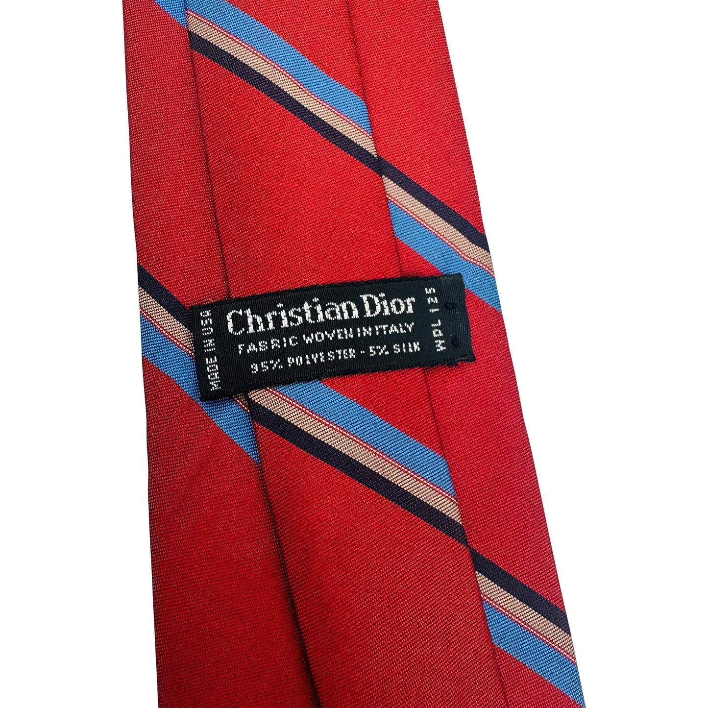 Christian Dior Red 'Diagonal Stripes' Tie (Size Regular)