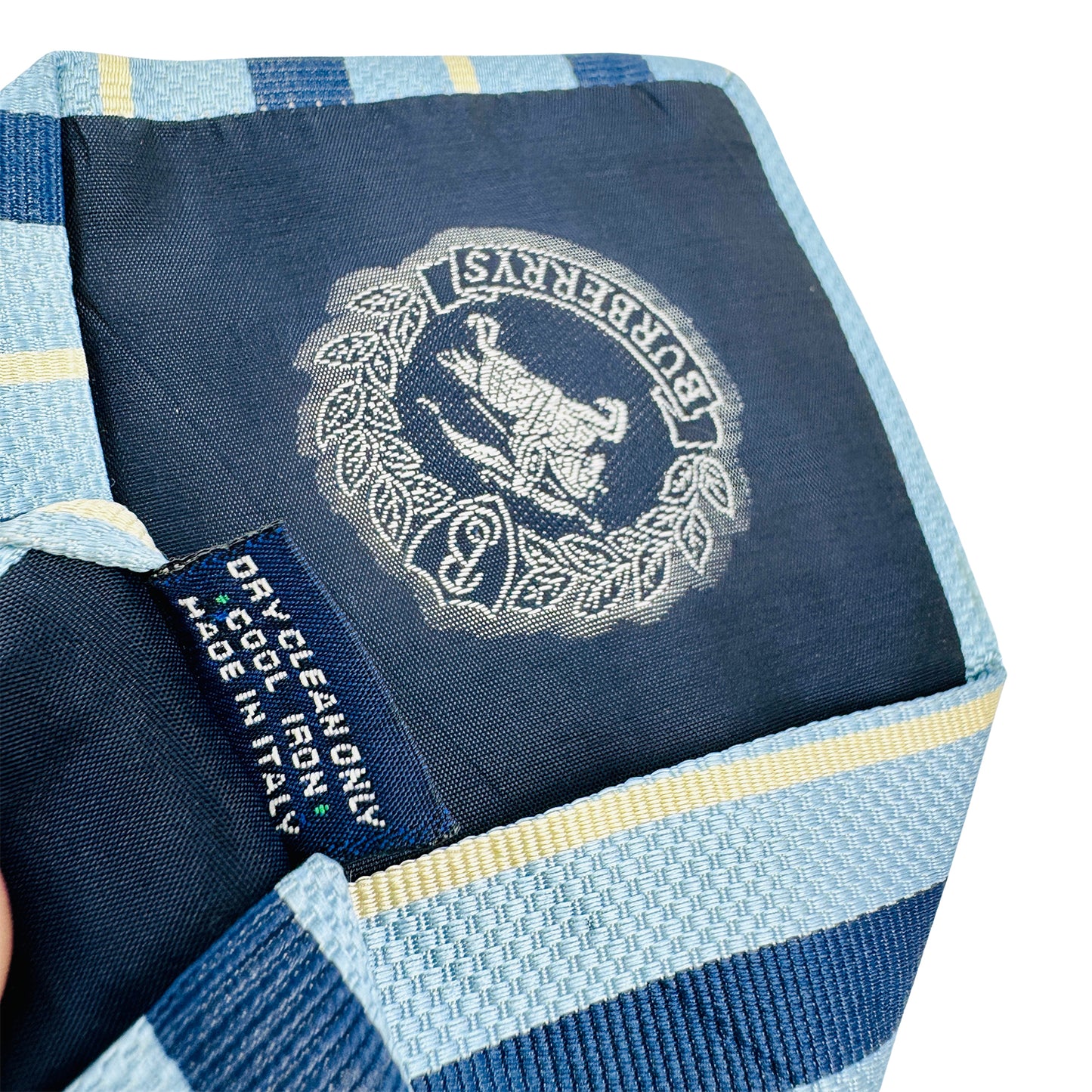 Burberry Light Blue 'Navy Blue & Pale Yellow Diagonal Stripes' Tie
