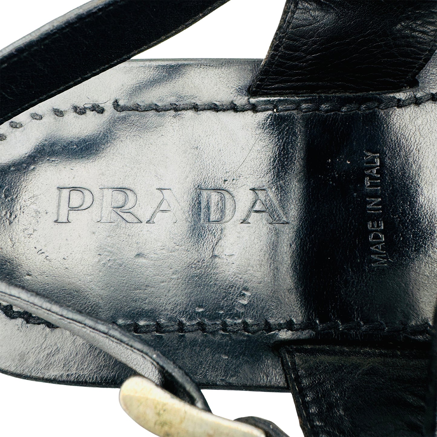 Prada Men's Black Leather Strappy Sandals (Size 43)