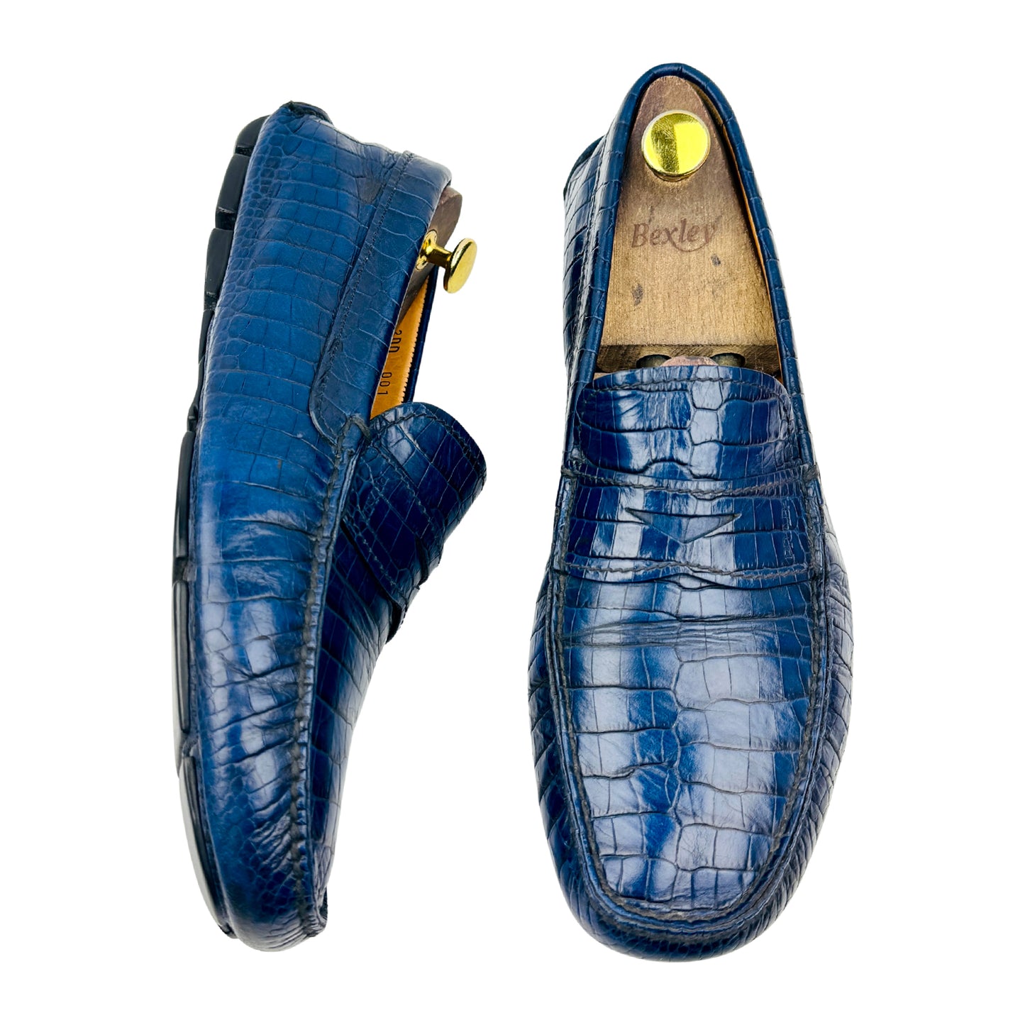 Prada Croc-Embossed Penny Driving Loafers (Size 44)