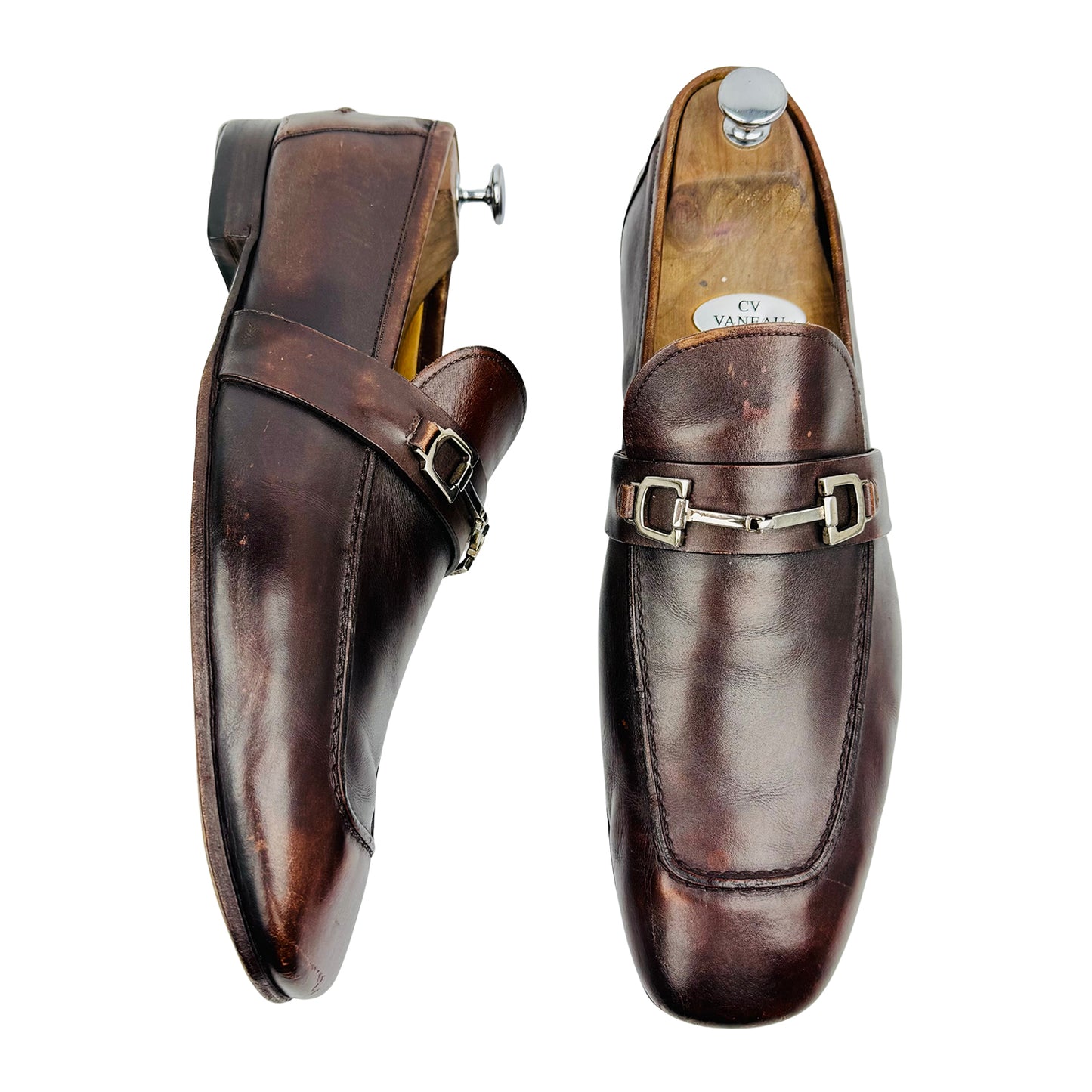 Gucci Men's Brown Leather Horsebit Loafers (Size 44/44.5)