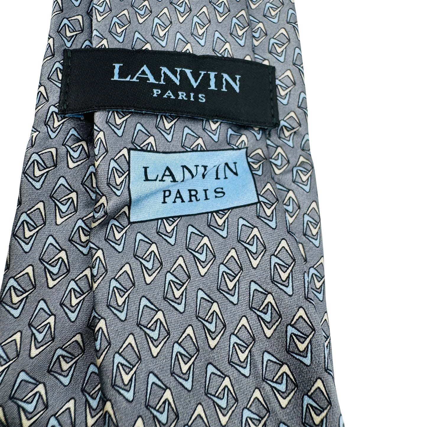 Lanvin Grey 'Geometric Motifs' Silk Tie (Size Slim Fit)