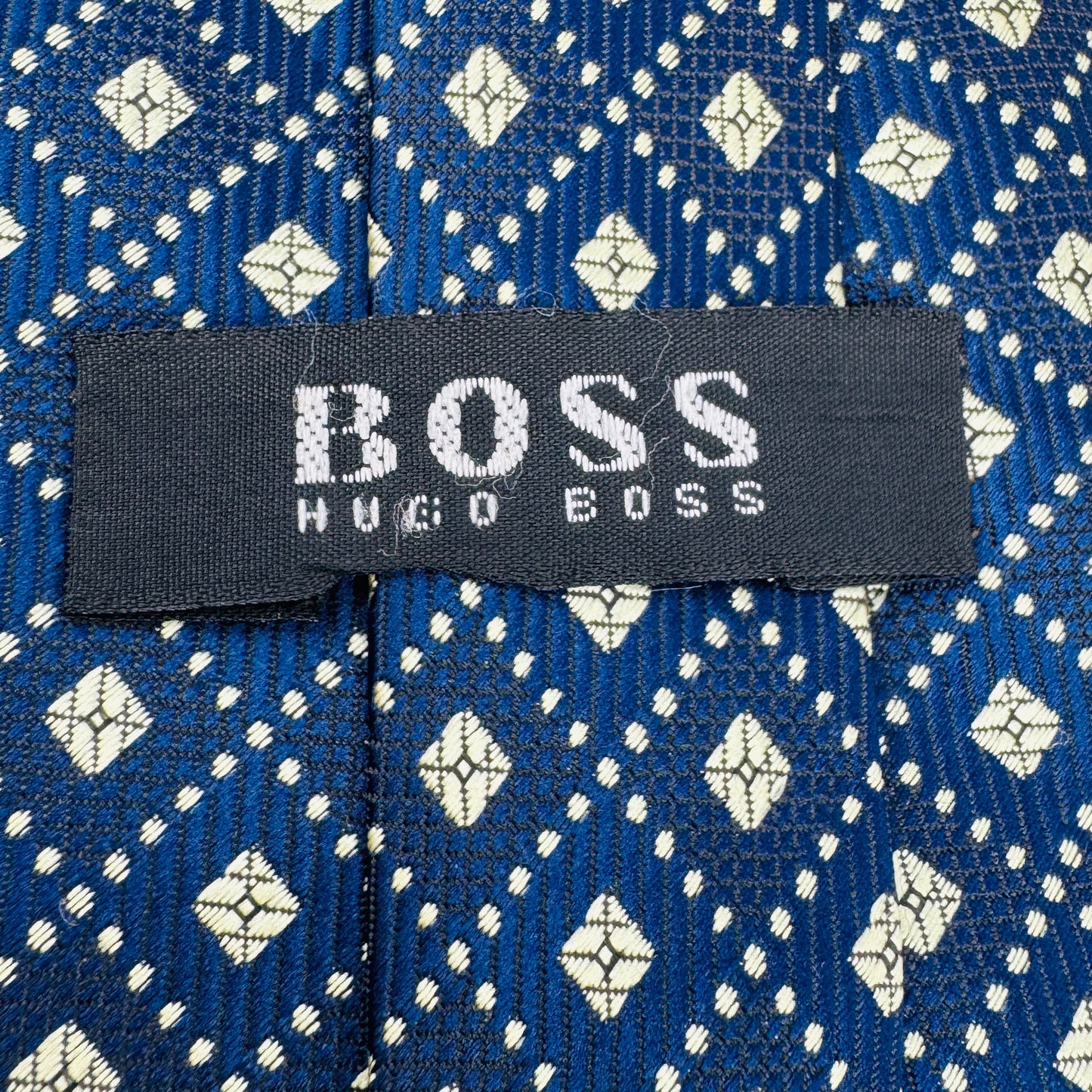 Hugo Boss Navy Blue 'Geometric Diamond Pattern' Tie (Size Regular)