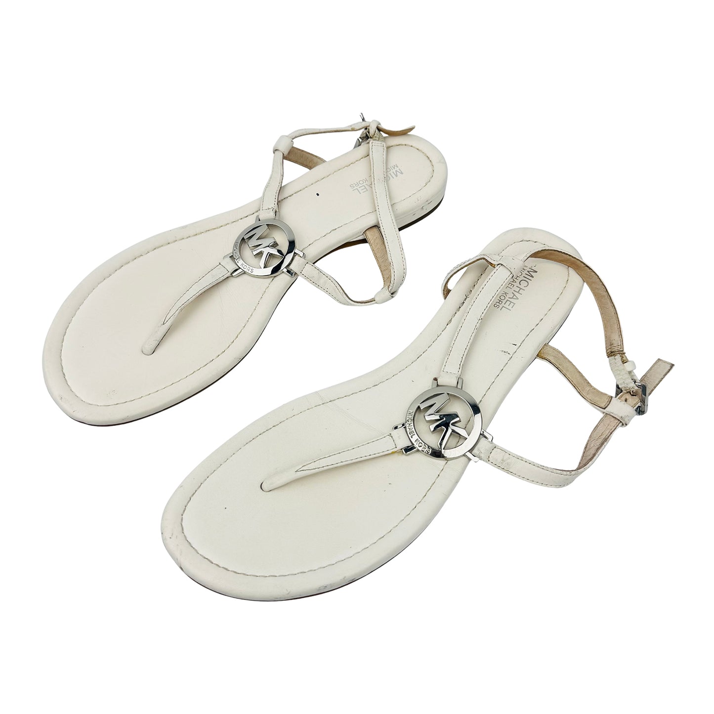 Michael Kors Tania Off-White T-Strap Sandals (Size 40)