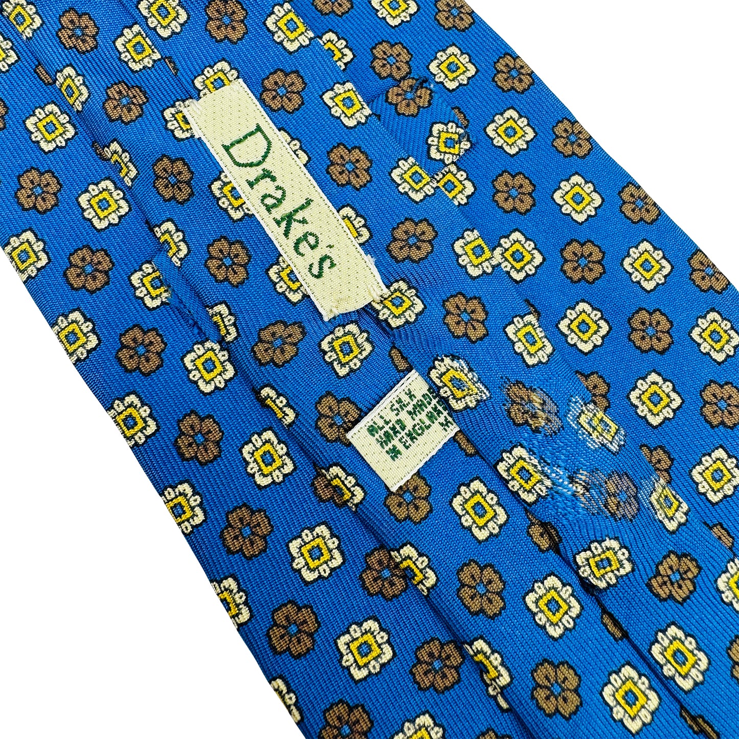 Drake’s Blue 'Floral Pattern' Silk Tie (Size Regular)