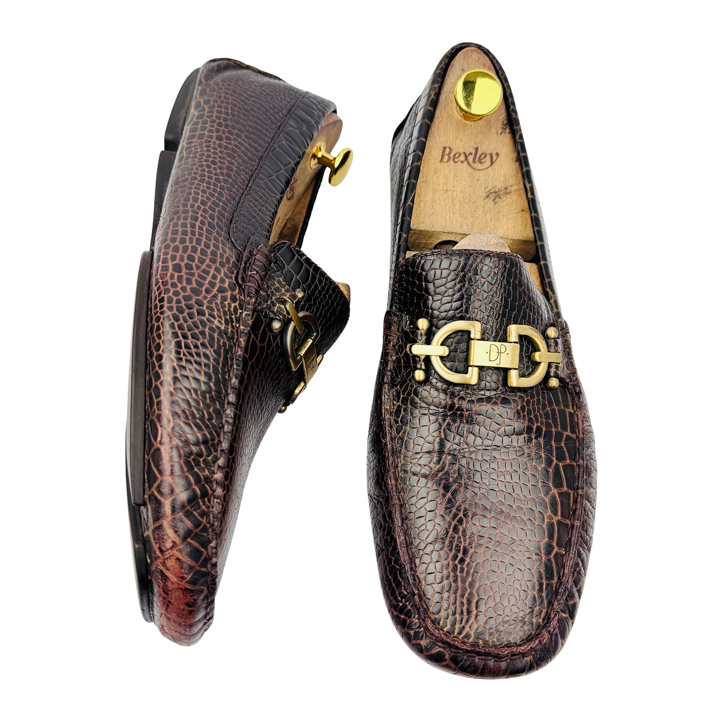Donald J Pliner Croc-Embossed Espresso Loafers (Size 43.5/44)