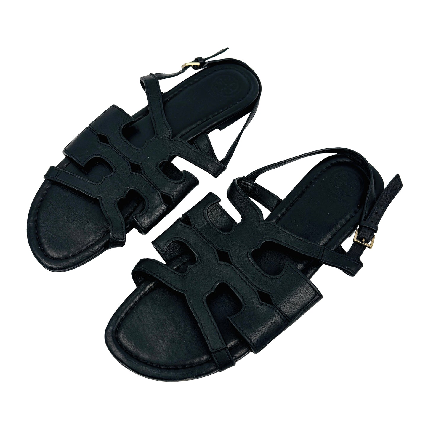Tory Burch Women's Black Leather Sandals (Size 37.5)