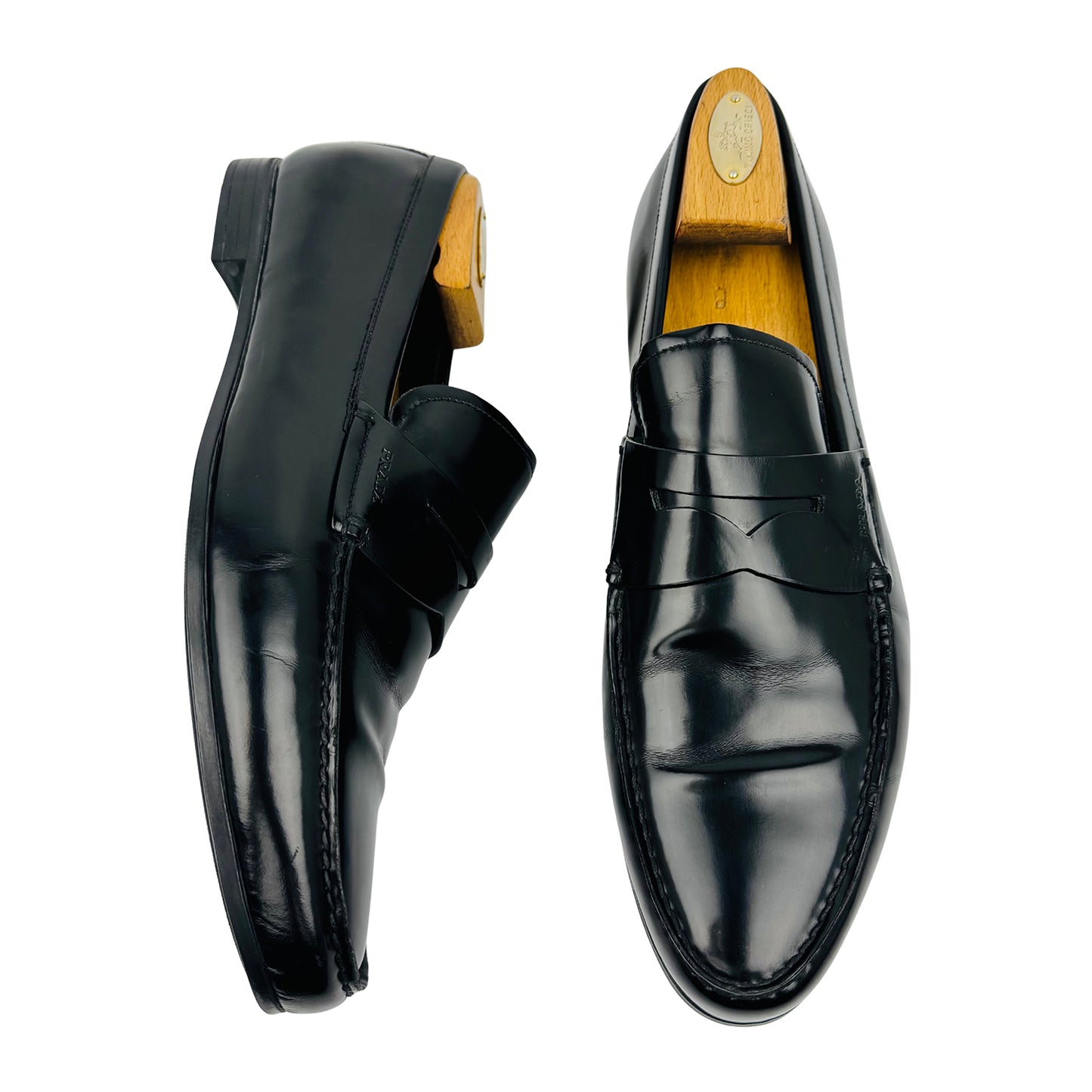Prada Men's Black Leather Penny Loafers (Size 42.5/43)