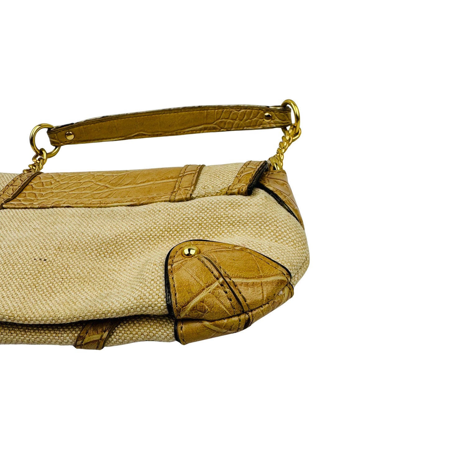 Valentino Garavani Croc-Embossed Tan Hand Bag