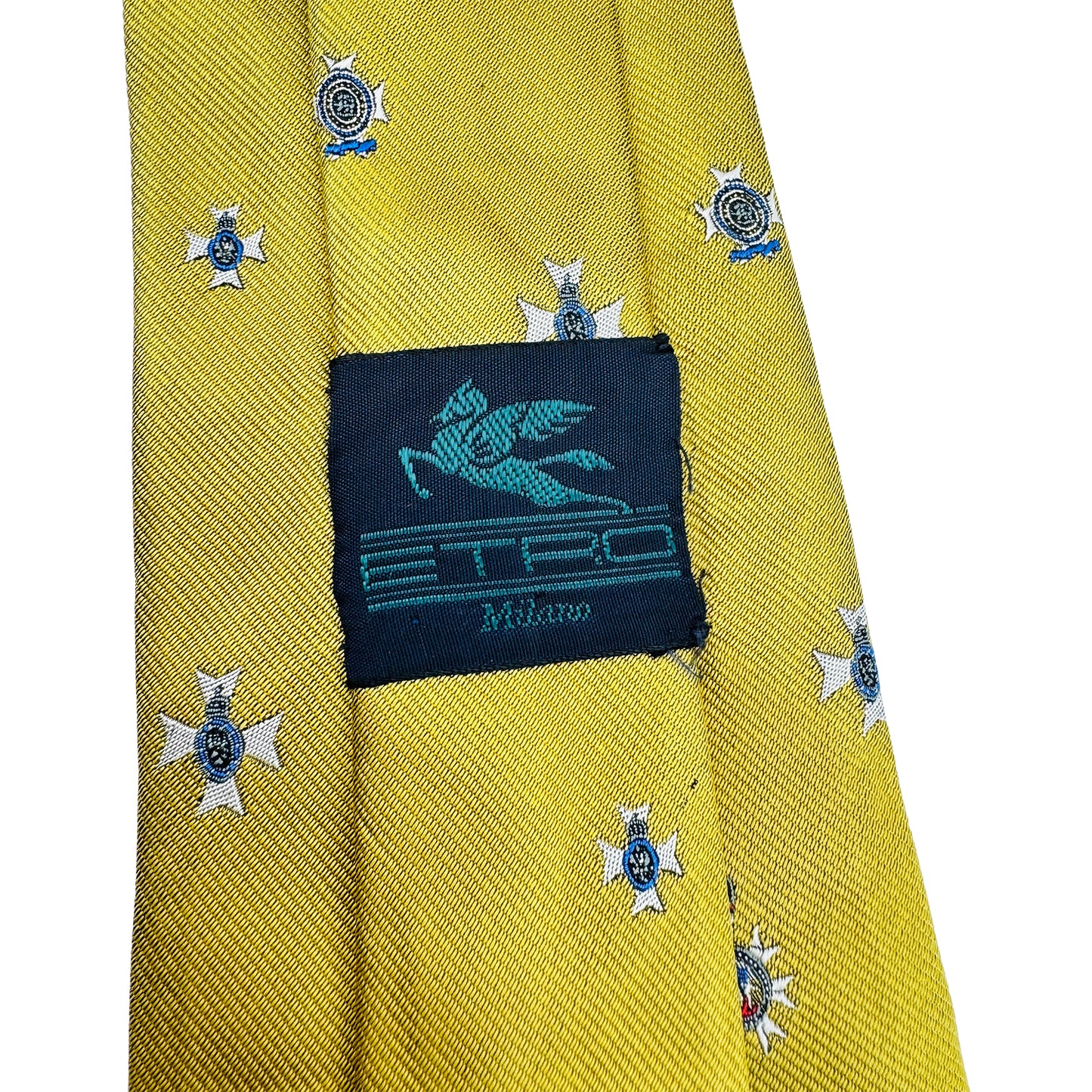 Etro Milano Golden Yellow 'Emblem Motifs' Tie (Size Regular)