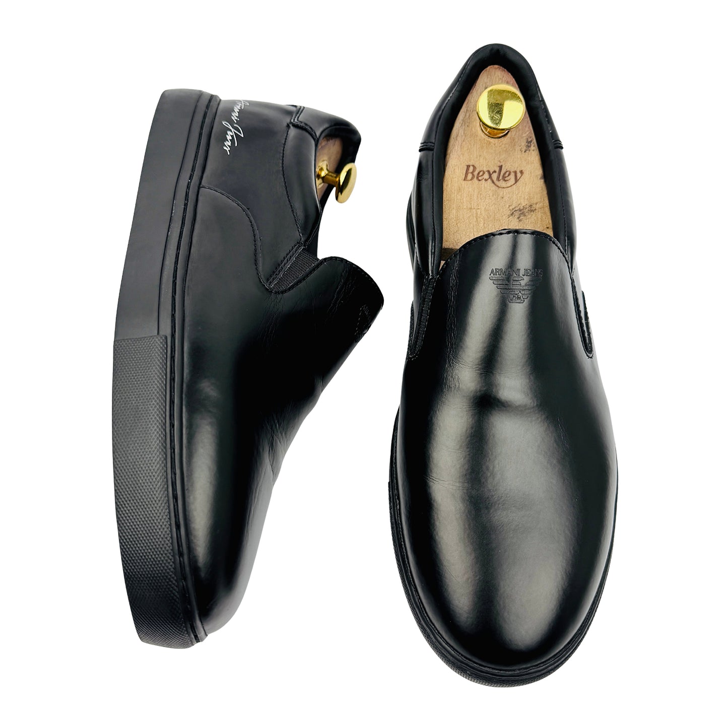 Armani Jeans Black Leather Slipon Shoes (Size 42) - 935067 7A400