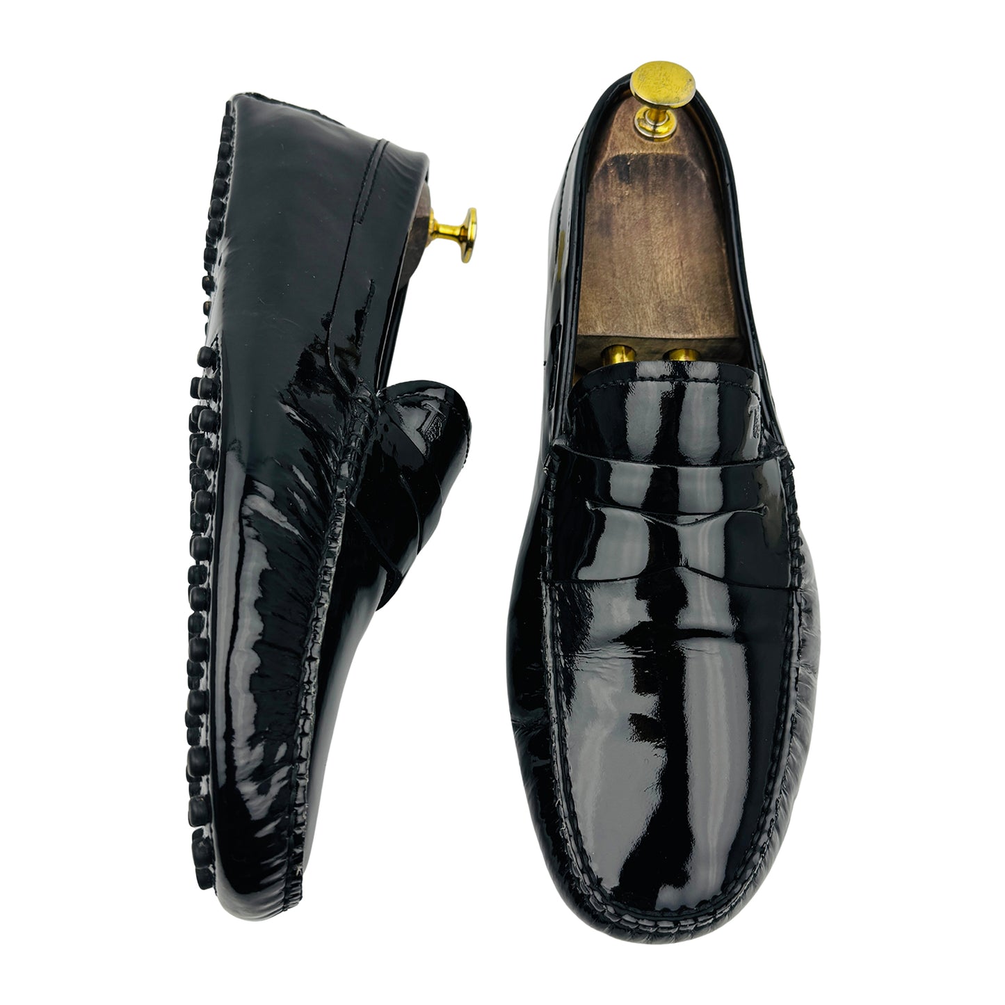 Tod's Gommino Black Patent Leather Driving Loafers (Size 43)