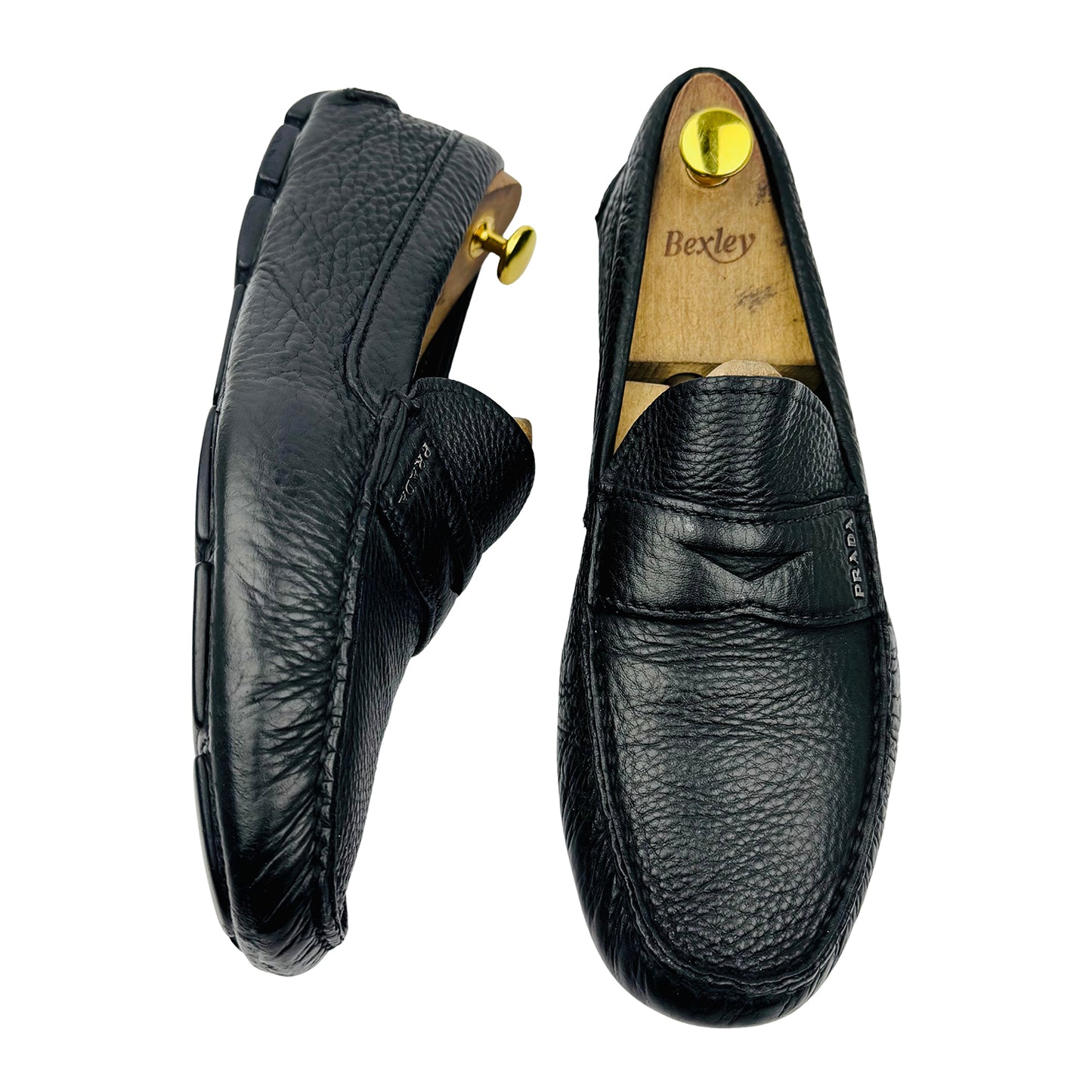 Prada Men's Black Pebbled Leather Loafer (Size 42.5/43) - 2DD001