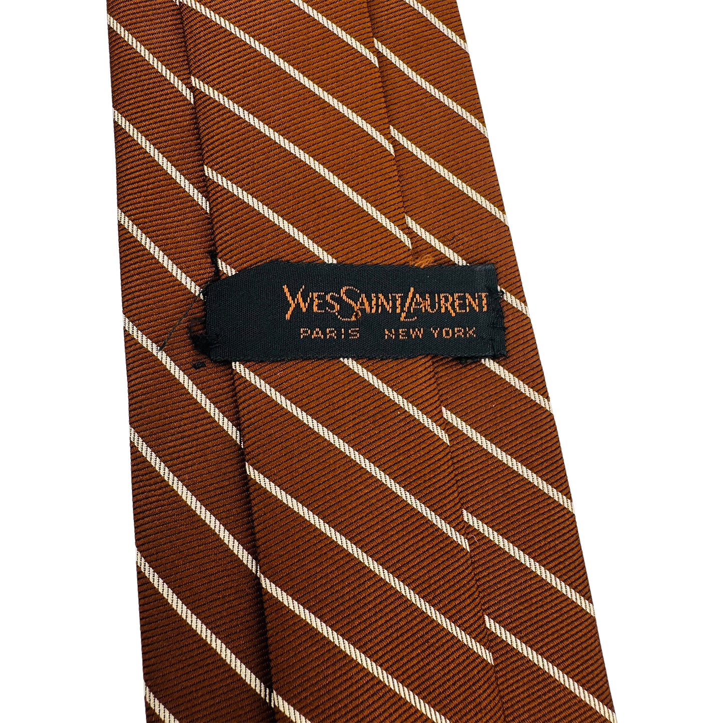 Yves Saint Laurent Cognac Brown 'Diagonal Stripes' Tie (Size Regular)