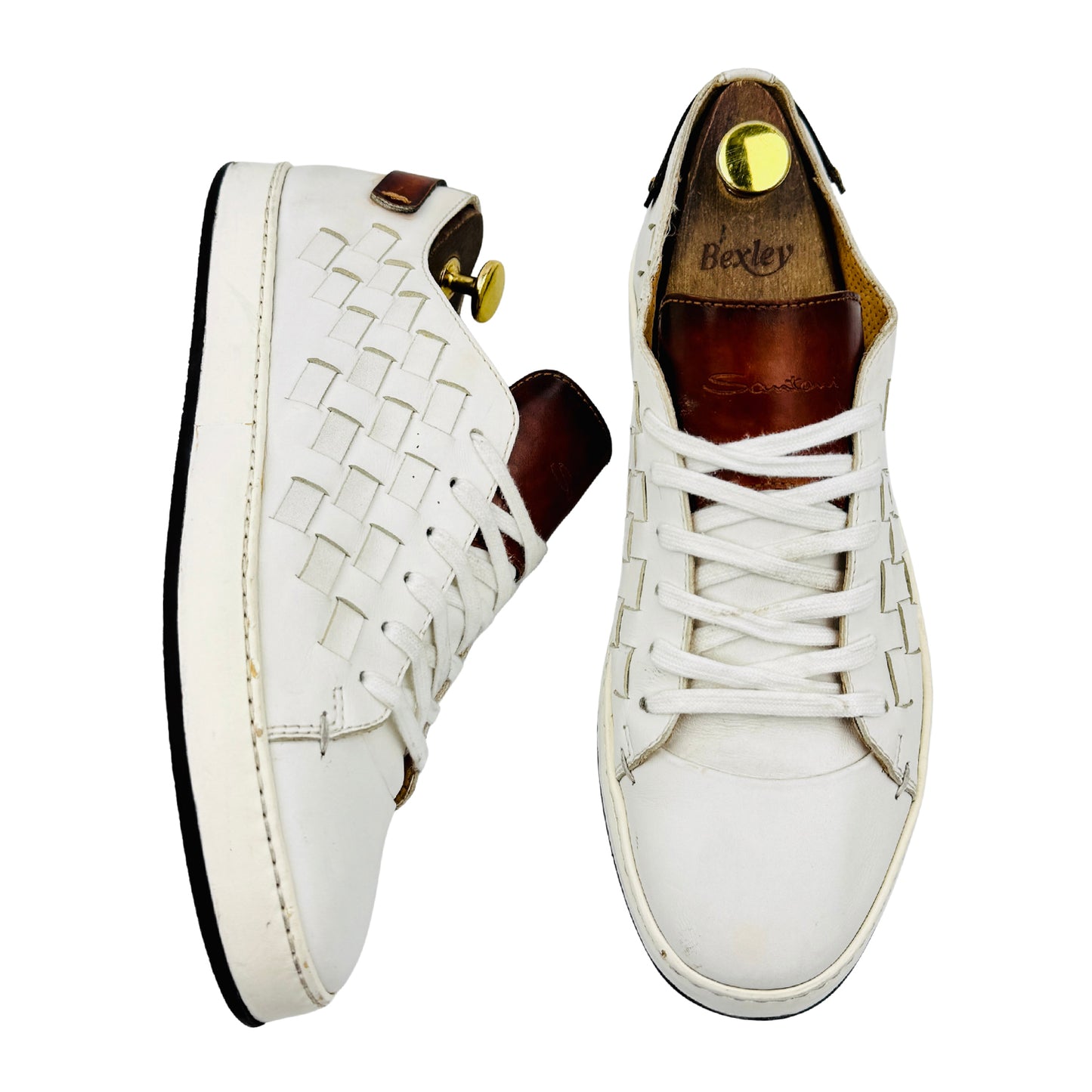 Santoni White Leather Low Top Sneakers (Size 42.5)