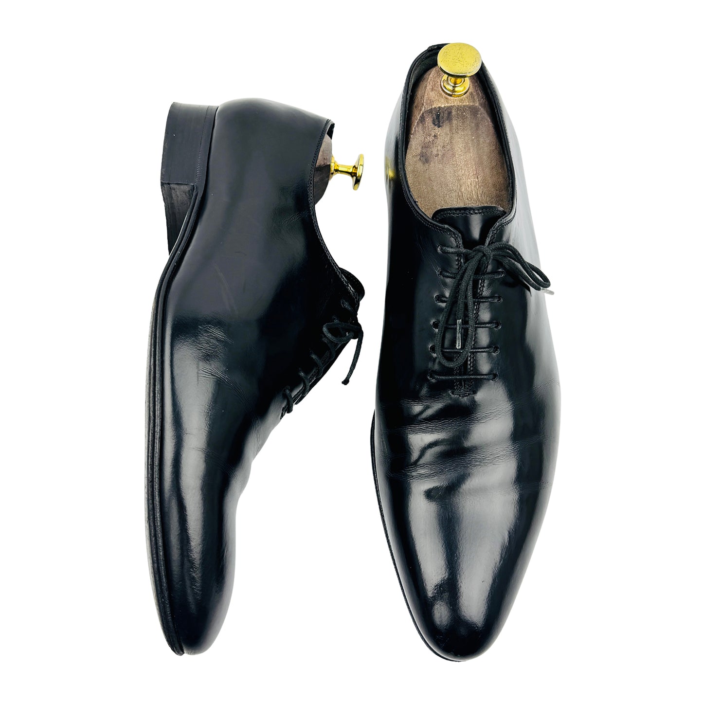 Dior Men's Black Wholecut Leather Oxfords (Size 42)
