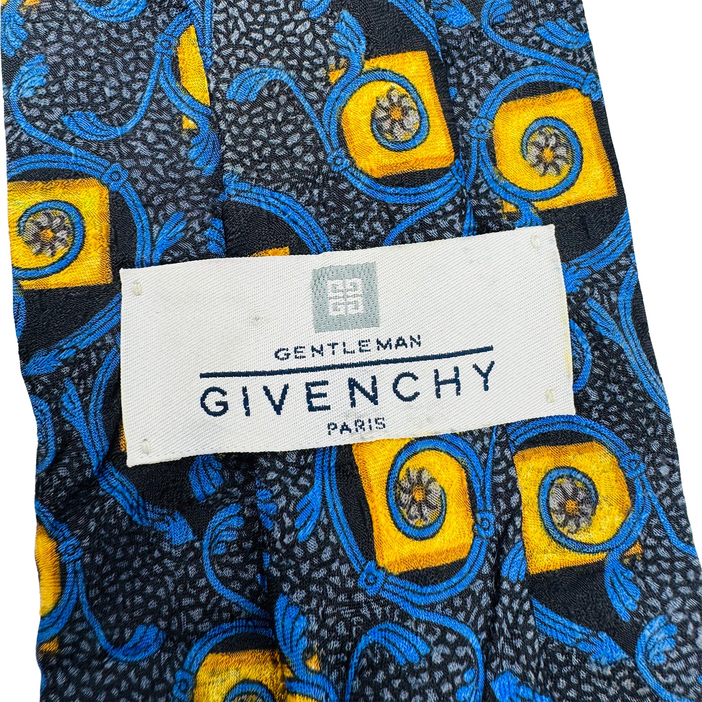 Givenchy Deep Navy Blue 'Geometric Swirl Pattern' Tie (Size Regular)