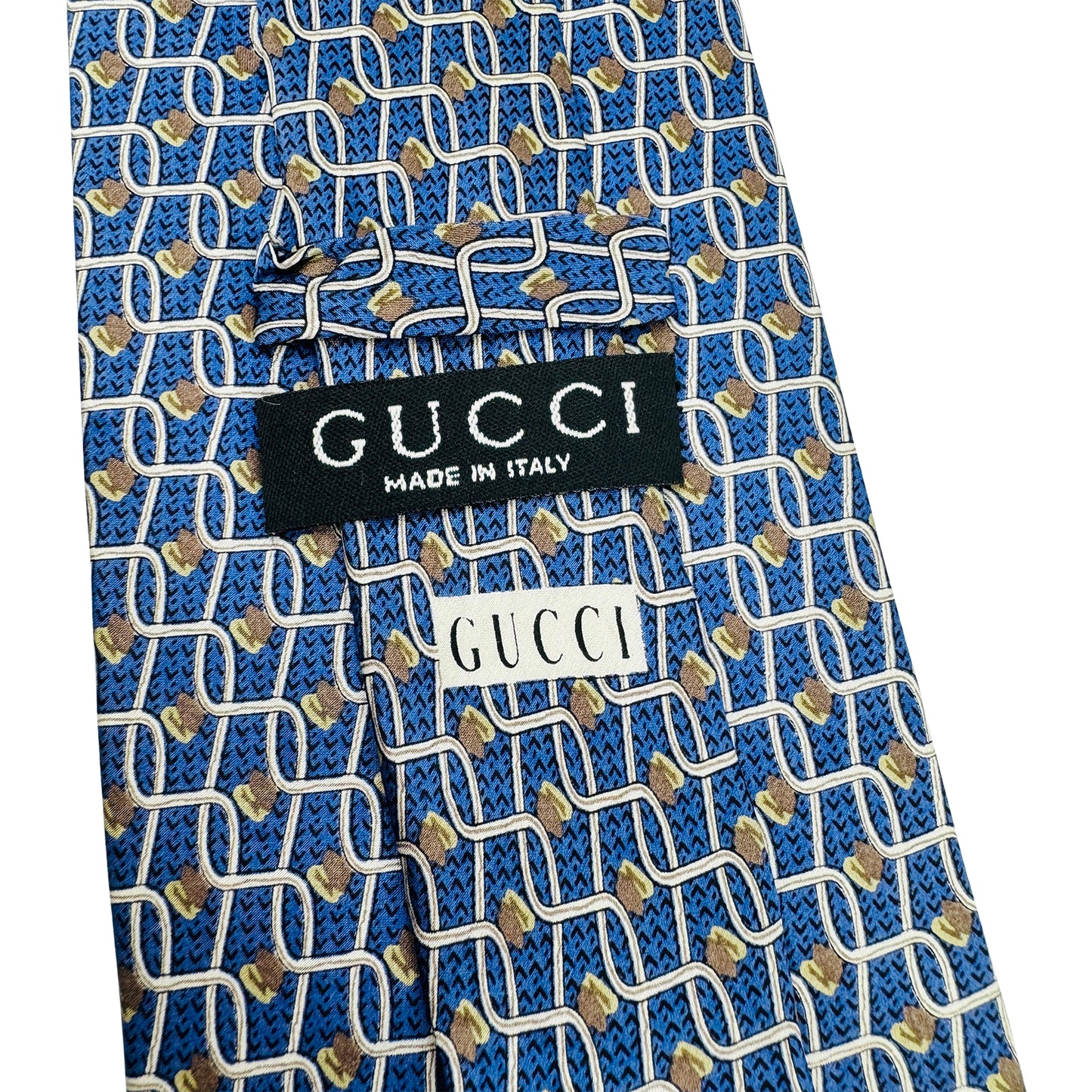 Gucci Blue 'String Pattern' Tie (Size Regular)