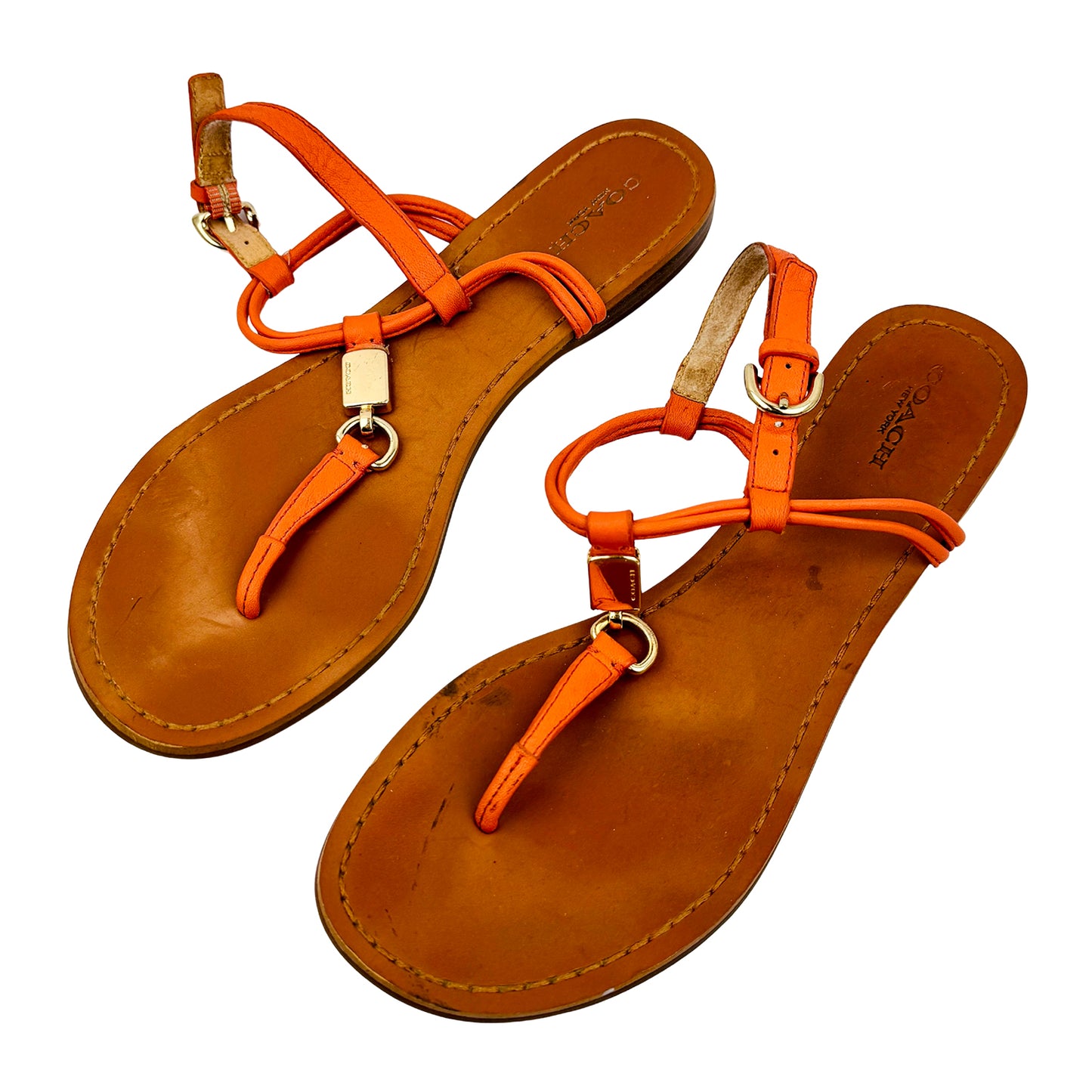 Coach Cicily Brown Leather Sandals (Size 37.5)