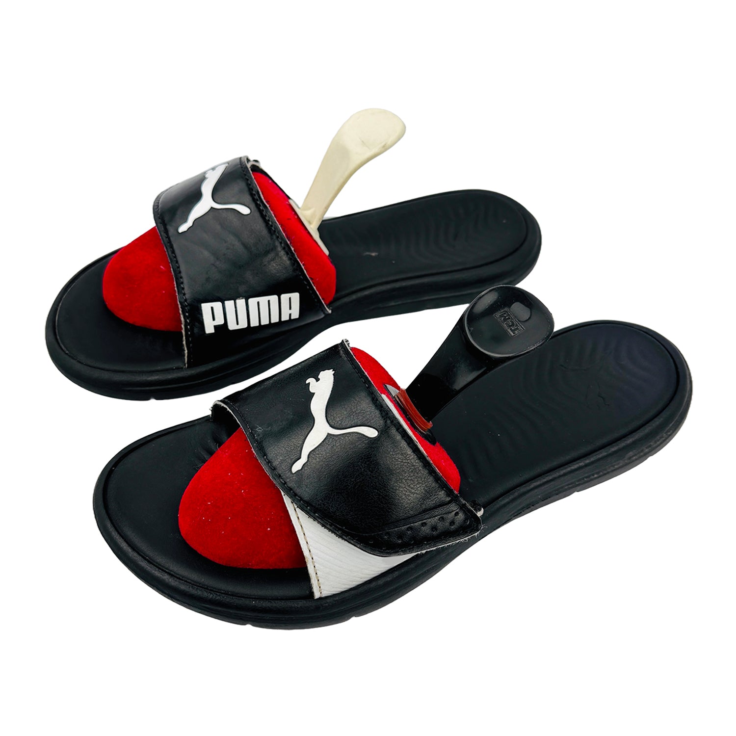 Left Side image of Puma Formlite Black White Slippers (Size 37.5) - VSK-0218