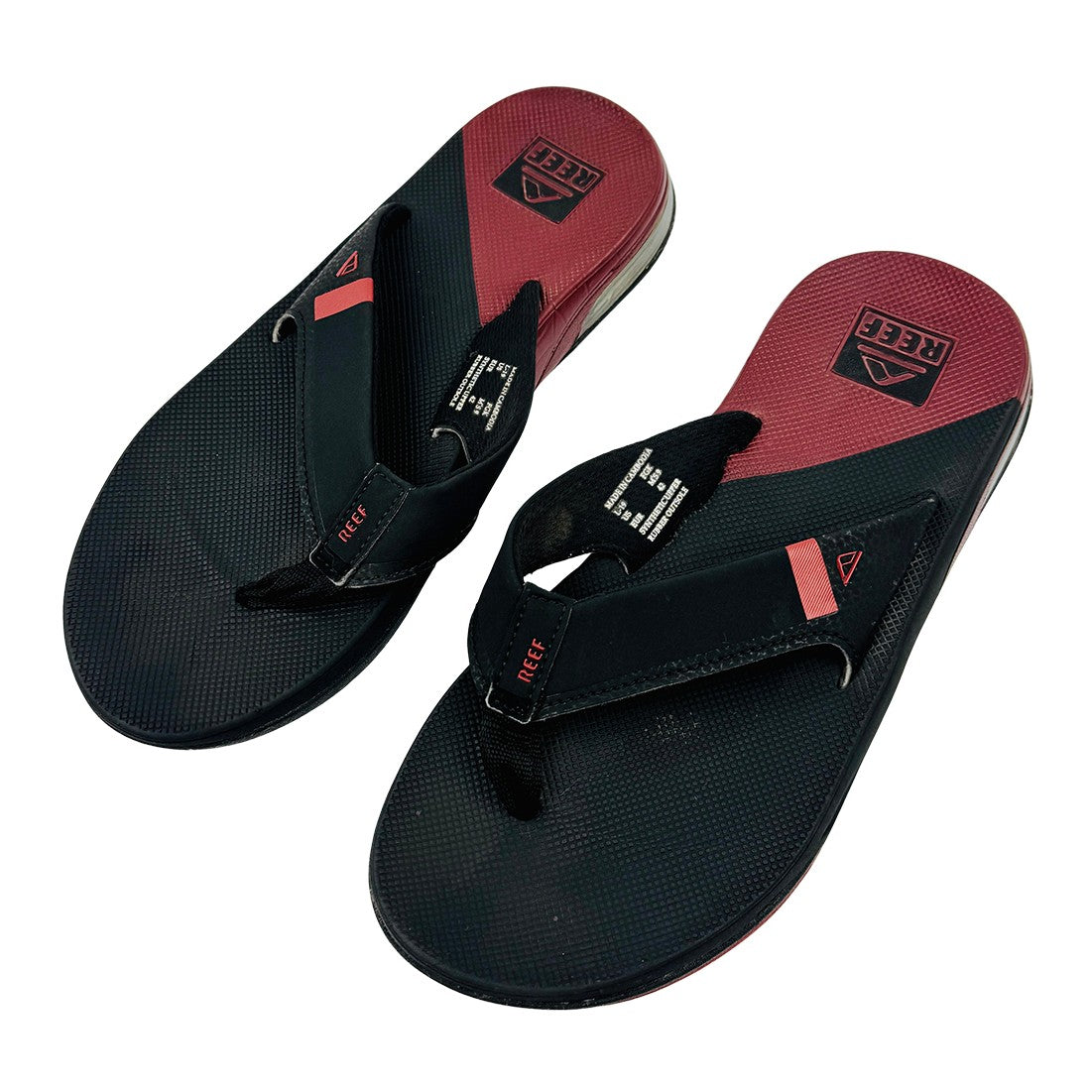 Reef Men's Black Burgundy Flipflops (Size 42)
