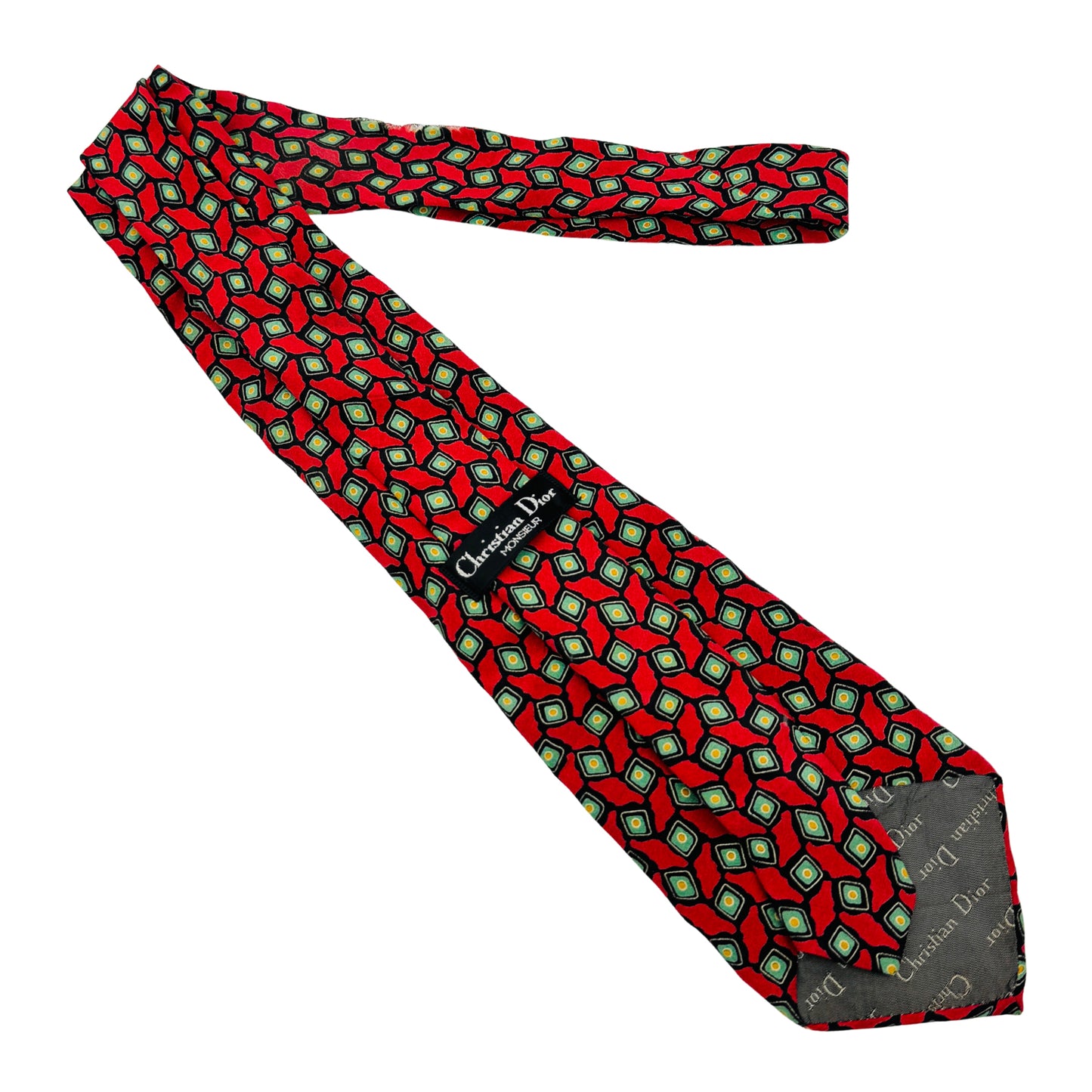 Christian Dior Red 'Geometric Pattern' Tie (Size Regular)