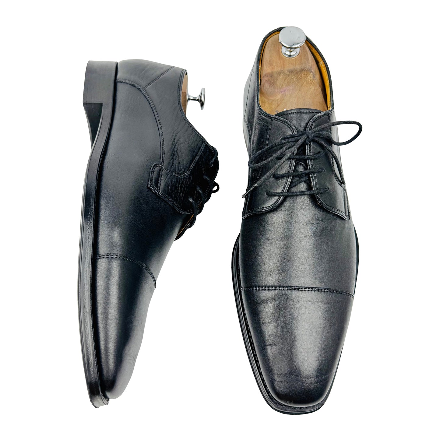 Magnanni Black Portugal Made Derby Shoes (Size 44) - 23475