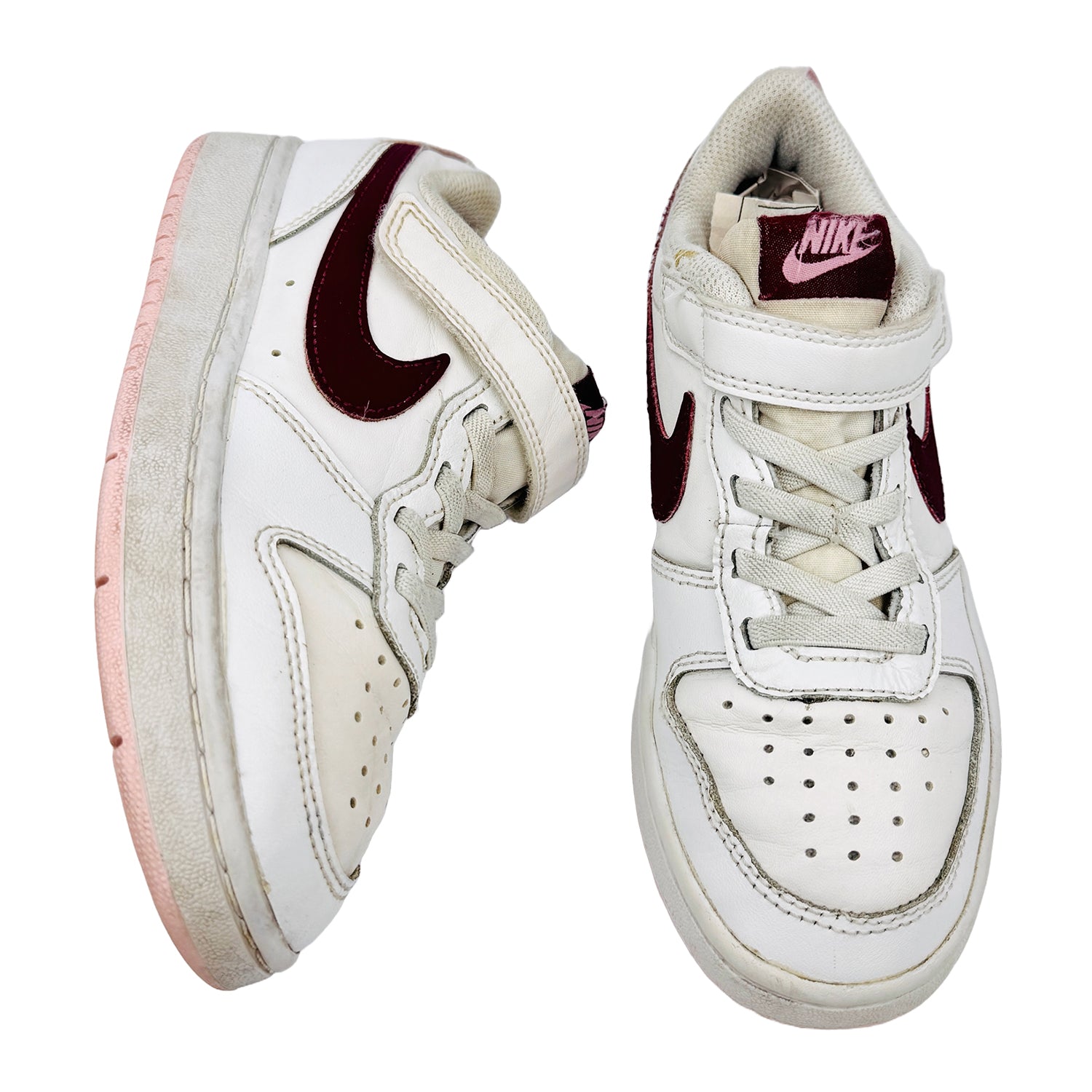 One Front One Cross image of Nike Court Borough Low 2 Shoes (Size 31.5) - BQ5451-120