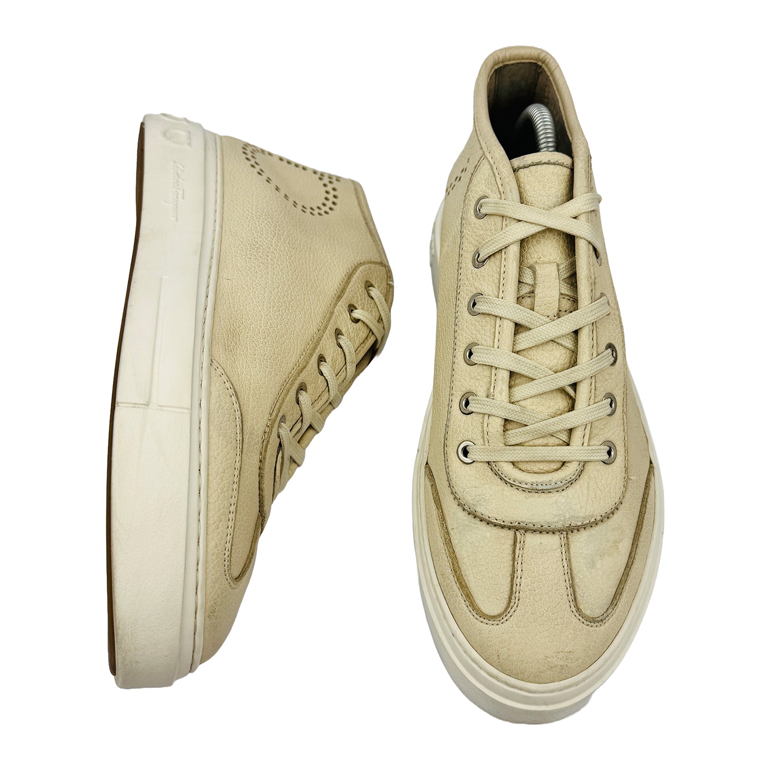 One Front One Cross image of Salvatore Ferragamo Men's Angel Leather Sneakers (Size 42)