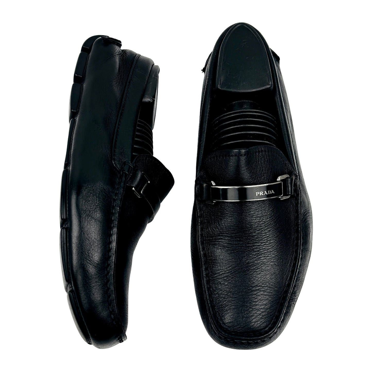 Prada Black Leather Driving Loafers (Size 39/39.5) - 45375221