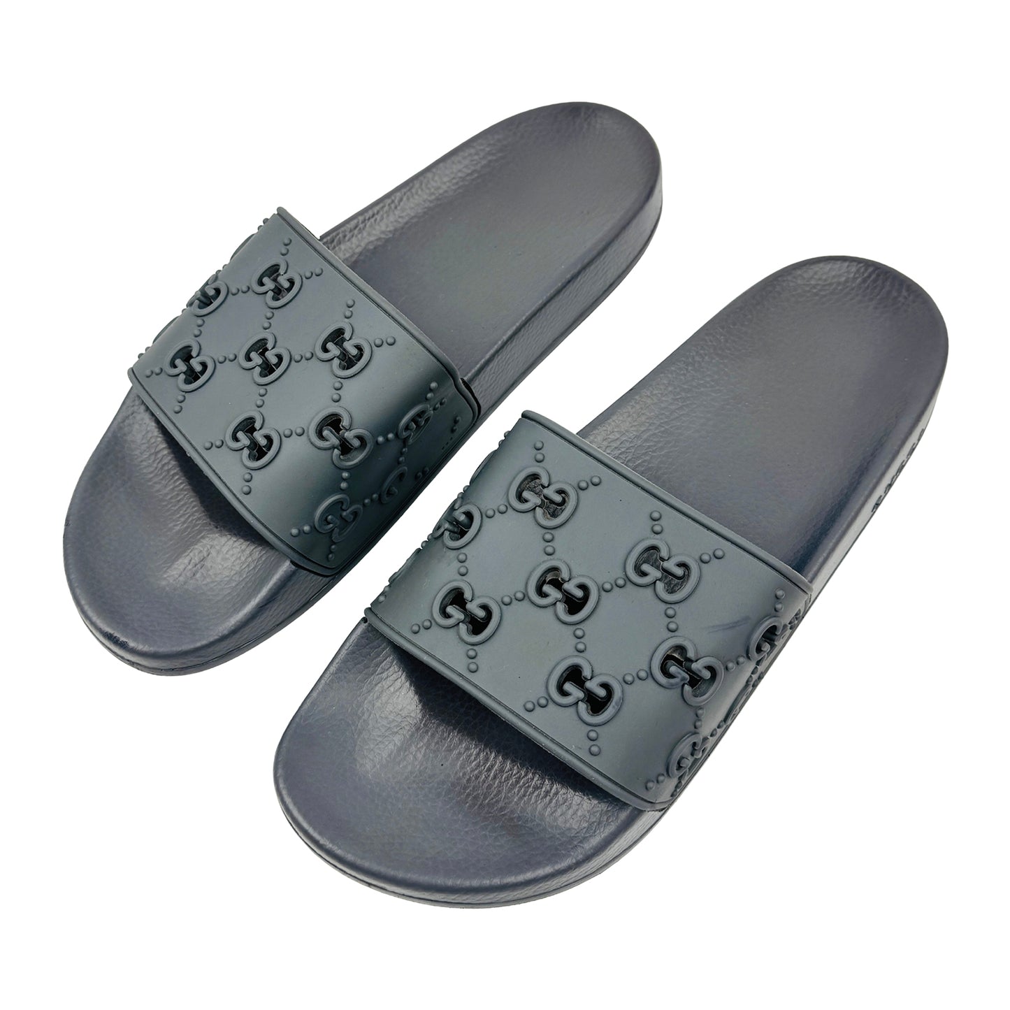 Gucci Men's Grey Rubber GG Slides (Size 43/44)