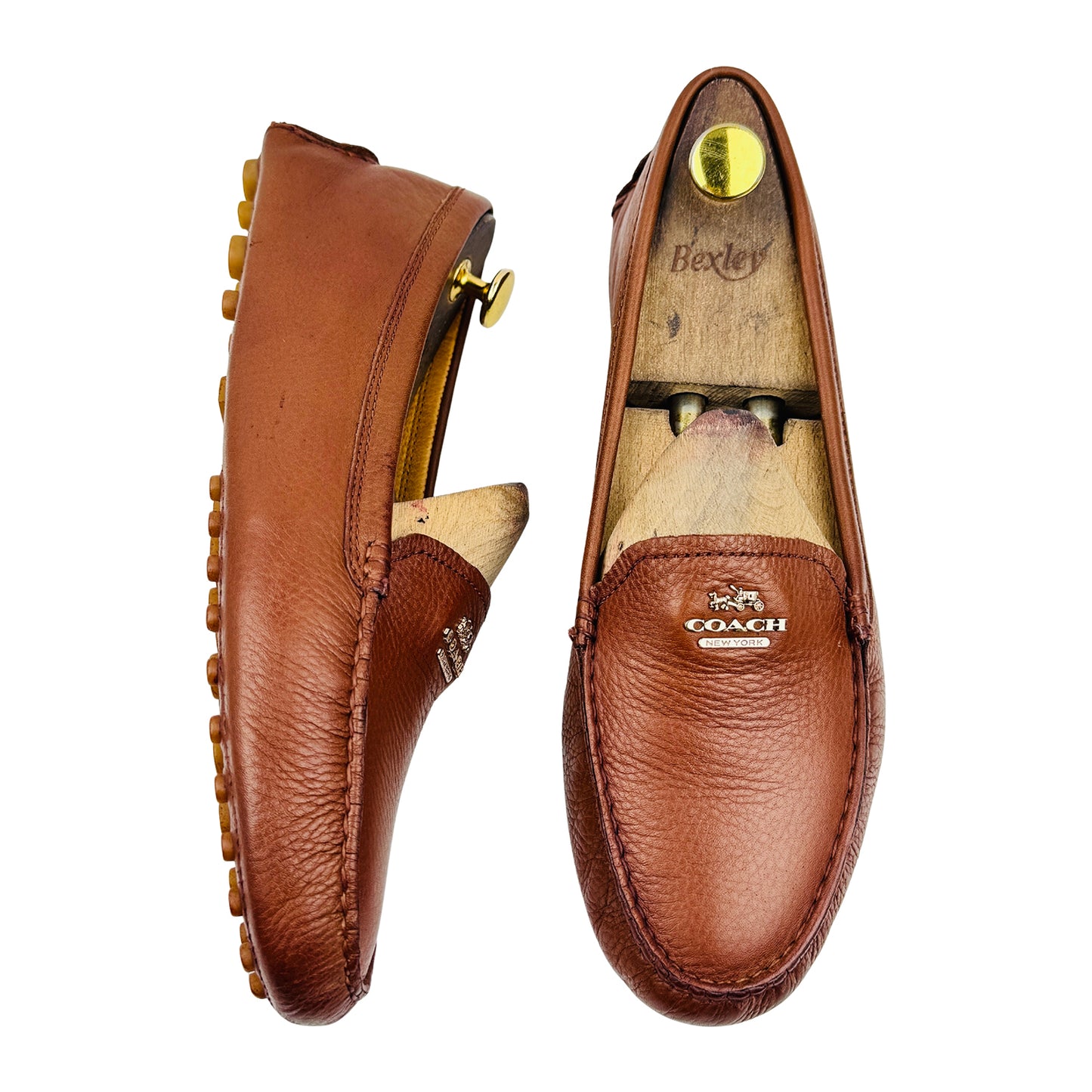 Coach New York Cognac Brown Leather Driving Loafers (Size 42.5)