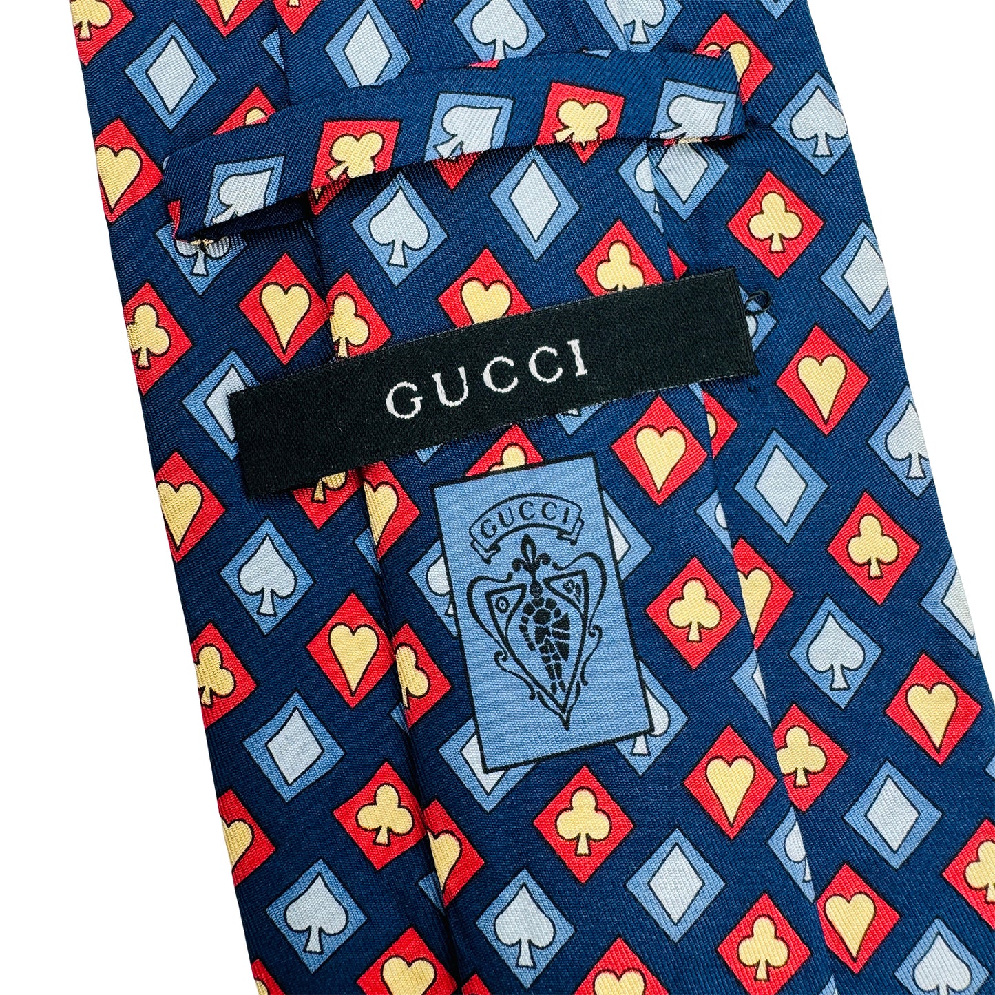 Gucci Navy Blue 'Playing Card Suit Pattern' Tie (Size Regular)