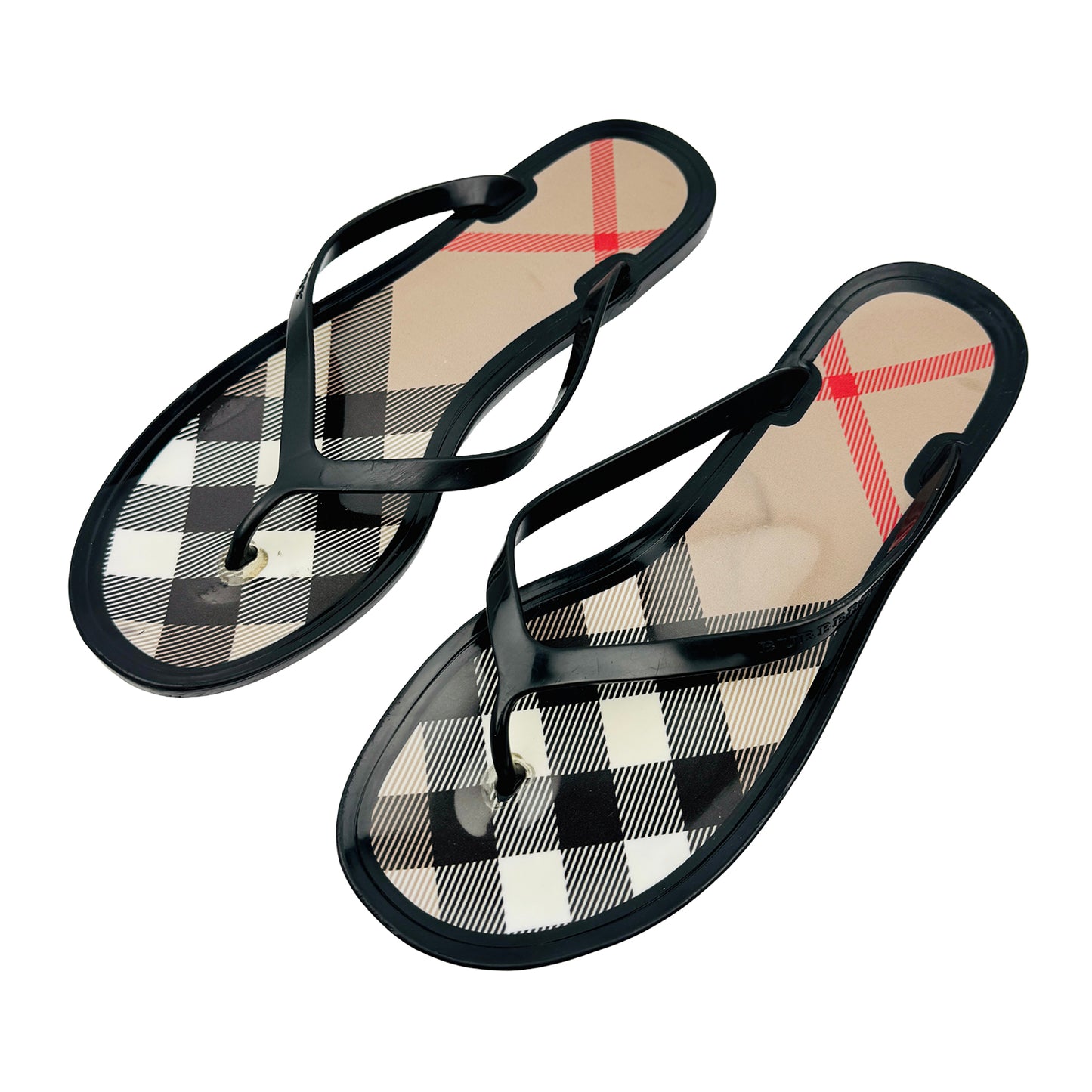Burberry Nova Check Pattern Rubber Flip Flops (Size 39)