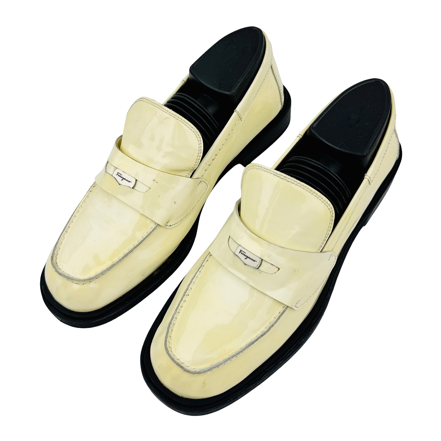 Salvatore Ferragamo 'Ivory' Polished Leather Loafers (Size 39/39.5)