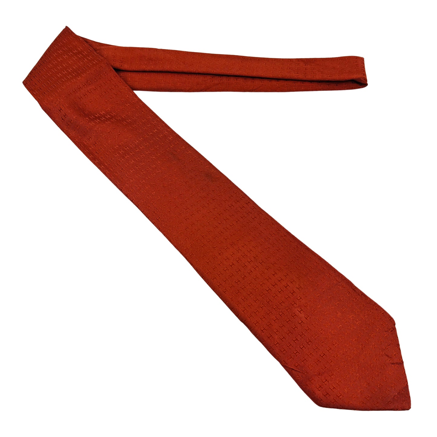 Hermès Rust Orange 'Geometric Pattern' Tie (Size Regular)