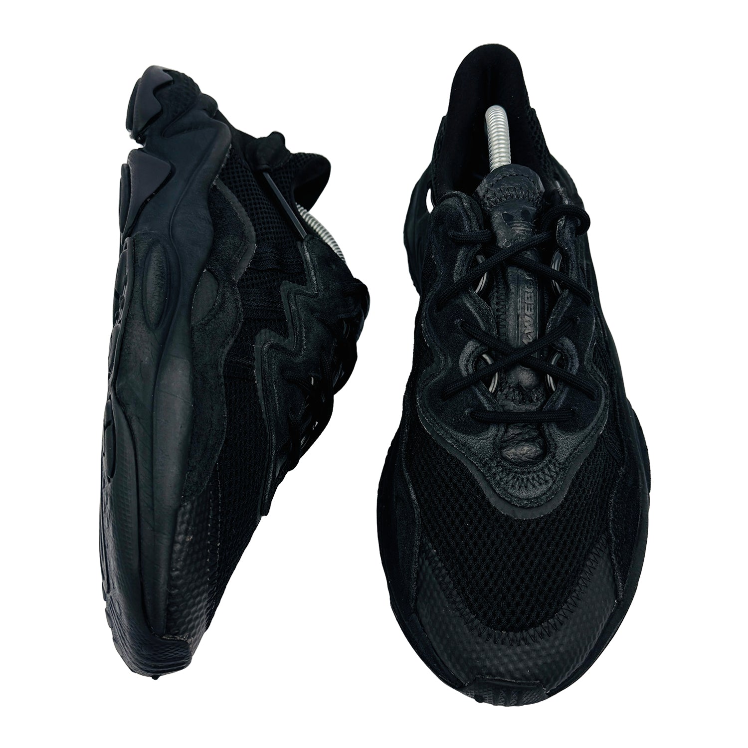 One Front One Cross image of Adidas Men's Black Ozweego Sneakers (Size 43.5) - EE6999