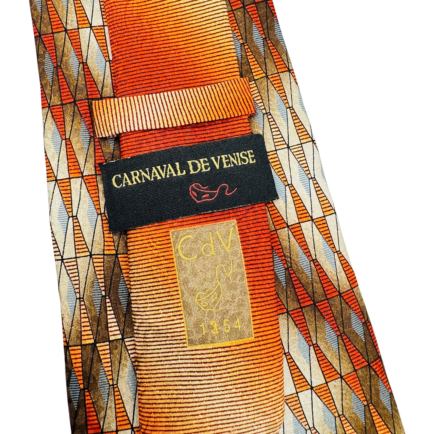 Carnaval De Venise Orange 'Geometric Pattern' Tie (Size Regular)