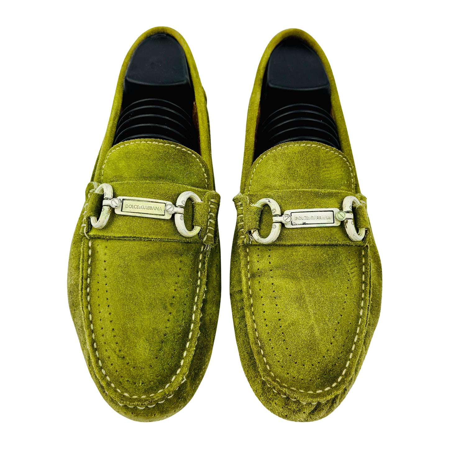 Dolce & Gabbana Men's Green Suede Loafers (Size 41.5/42)